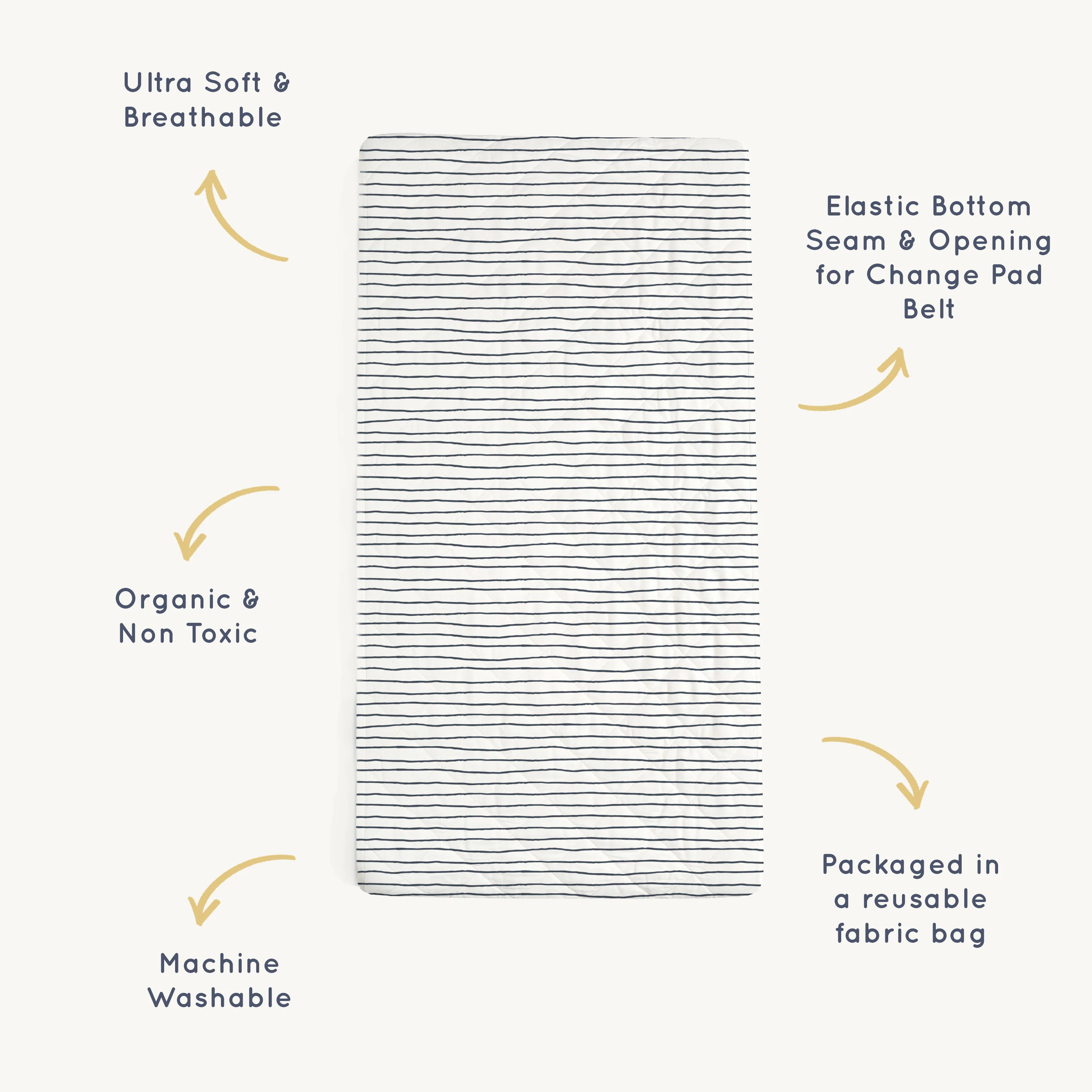 Organic Cotton Changing Pad Cover - Cobi Blue Stripes - Image 5