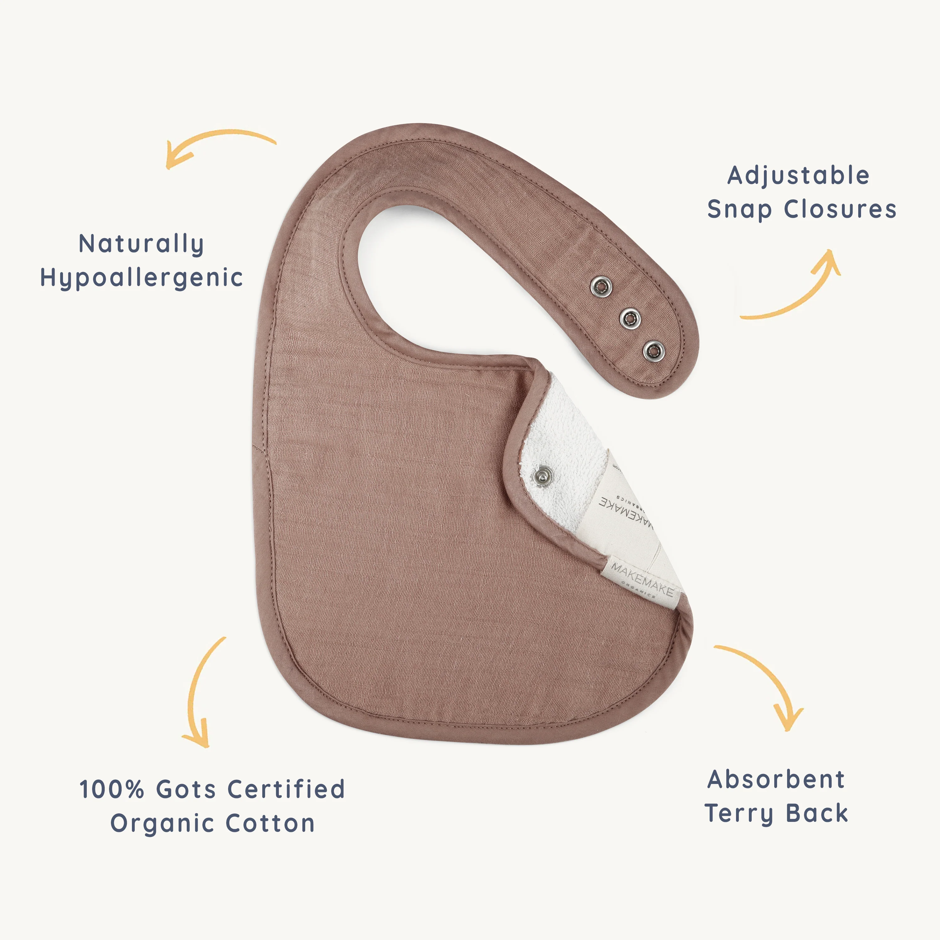 Organic Baby Bibs Muslin - Blush Oat & Pecan - Image 4