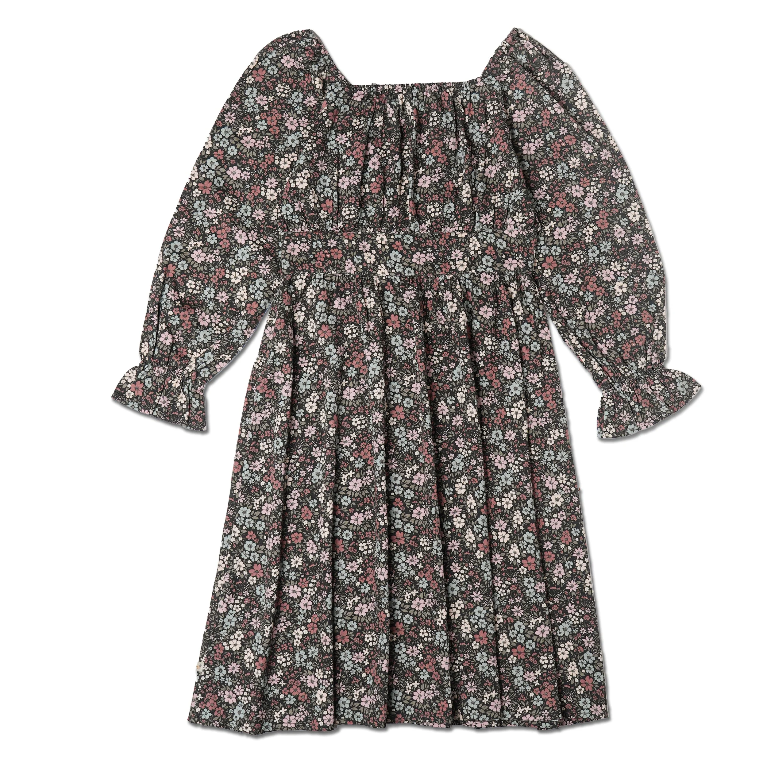 Organic Long Sleeve Ruffle Dress - Bohemian Floral - Image 2