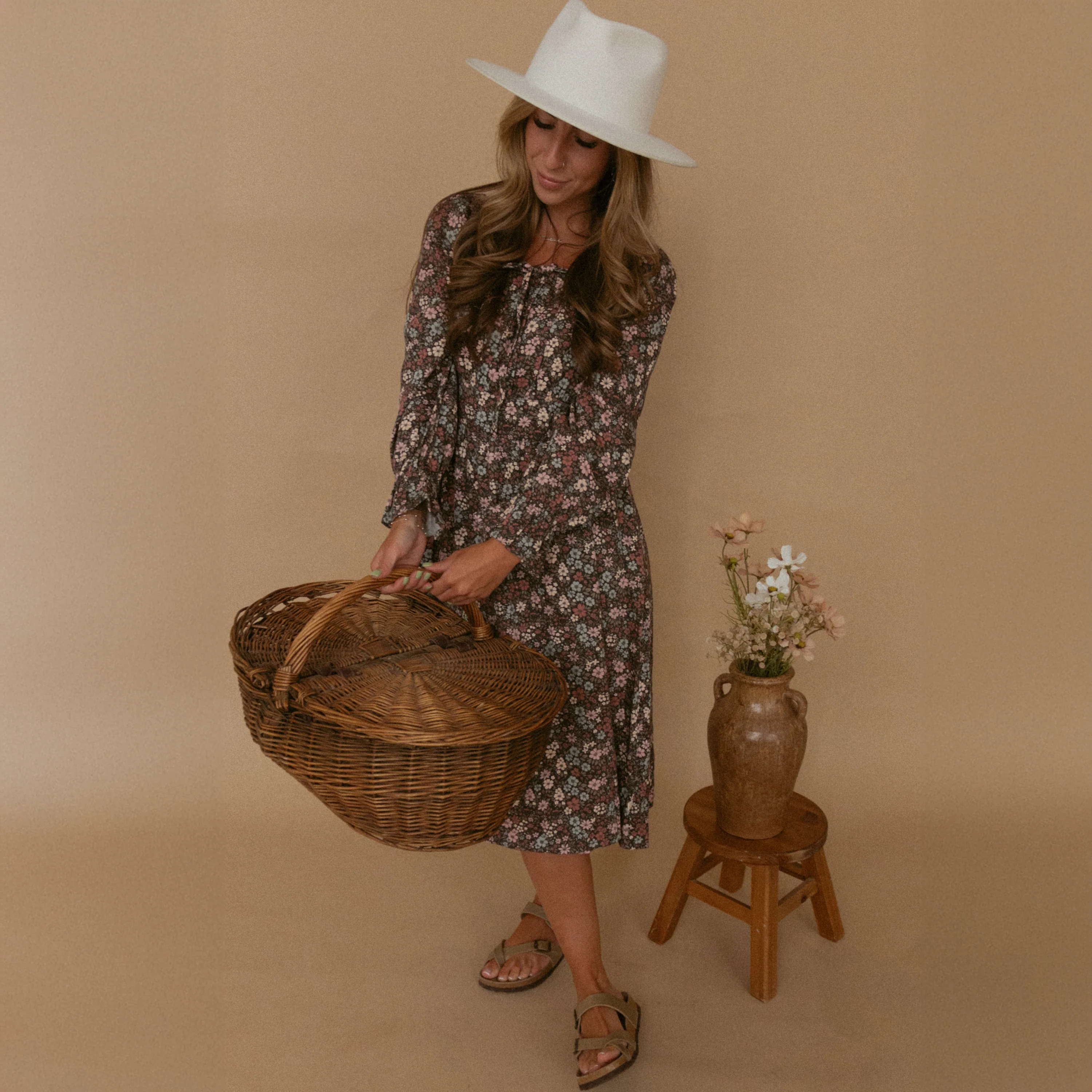 Organic Long Sleeve Ruffle Dress - Bohemian Floral - Image 3