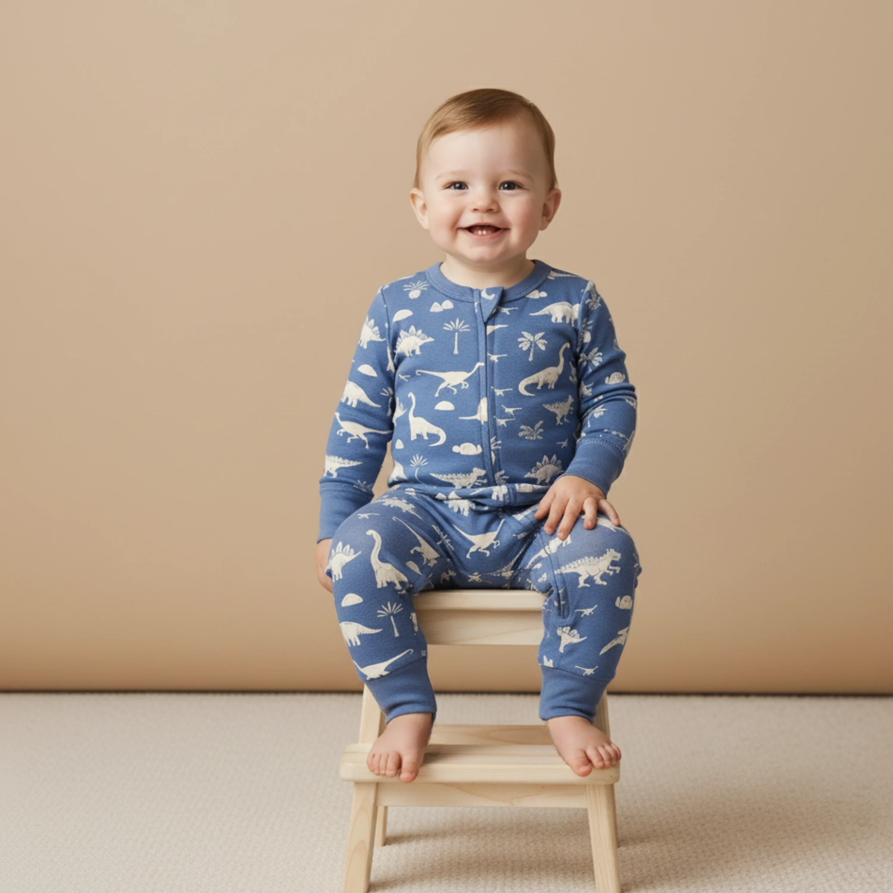 Organic 2-Way Zip Romper - Dino - Image 3