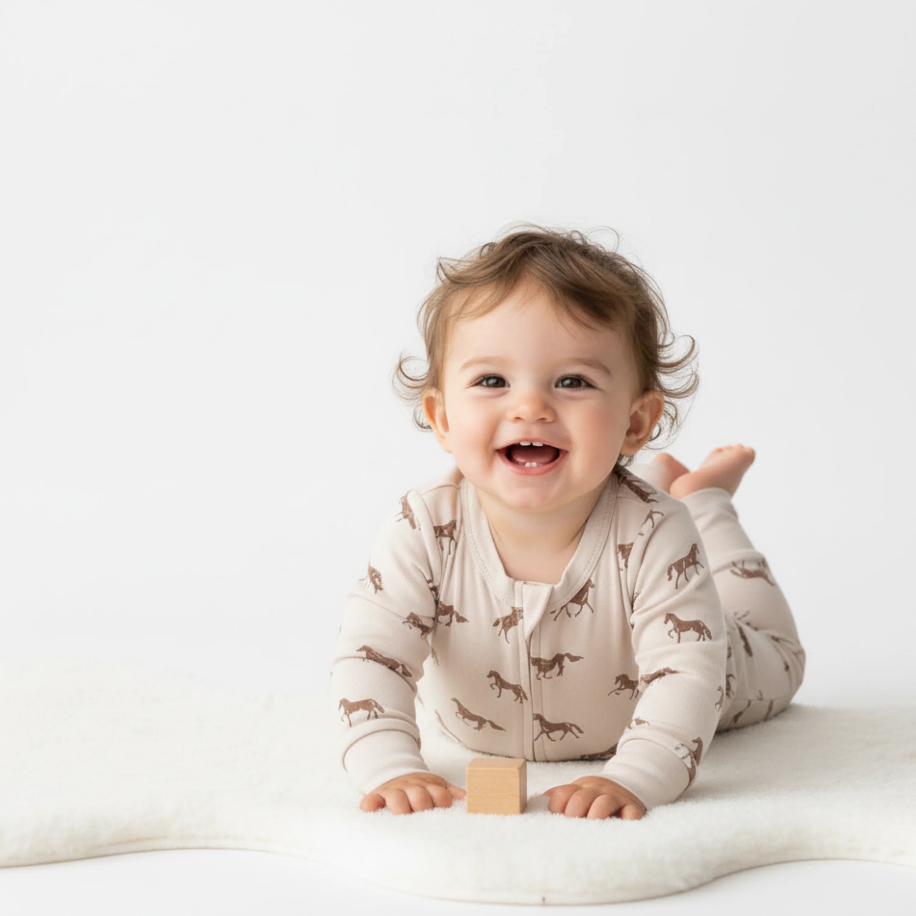 Organic 2-Way Zip Romper - Horses - Image 3