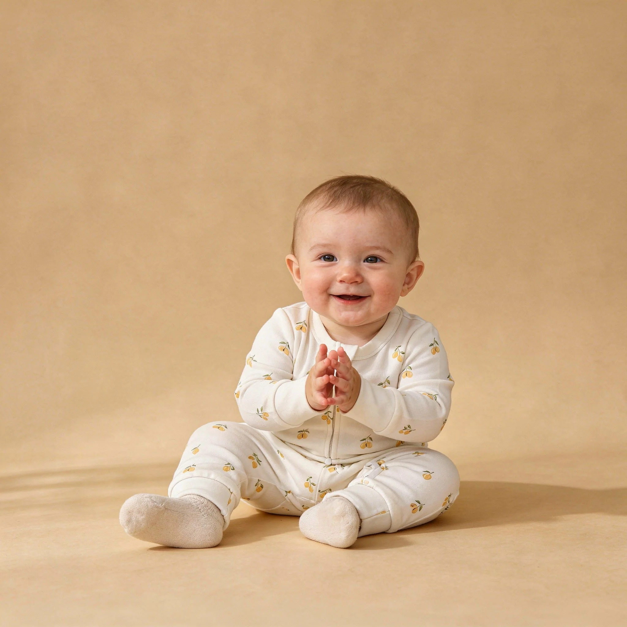 Organic 2-Way Zip Romper - Lemons - Image 3