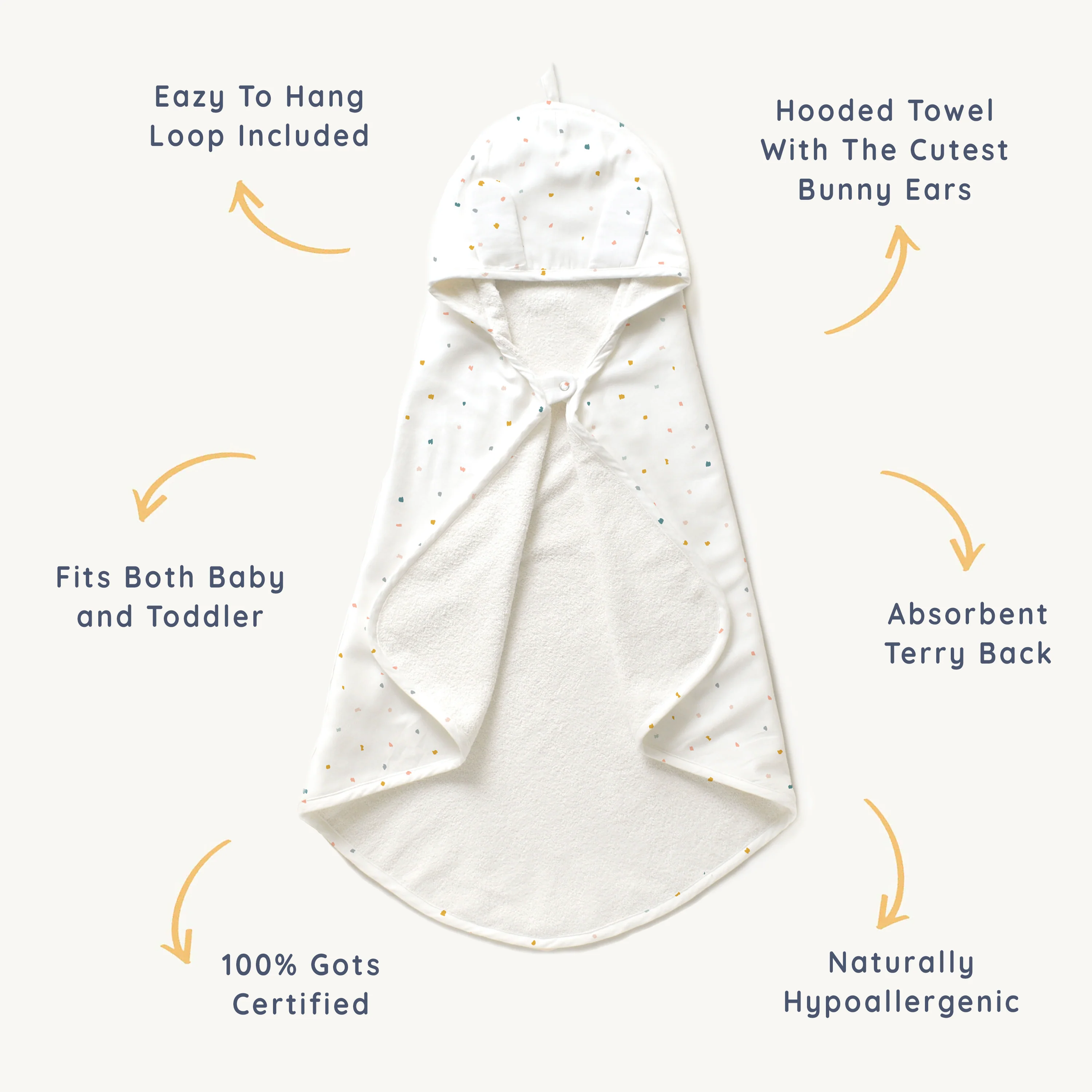 Organic Baby Hooded Towel - Dotty (Open Box) - Image 5