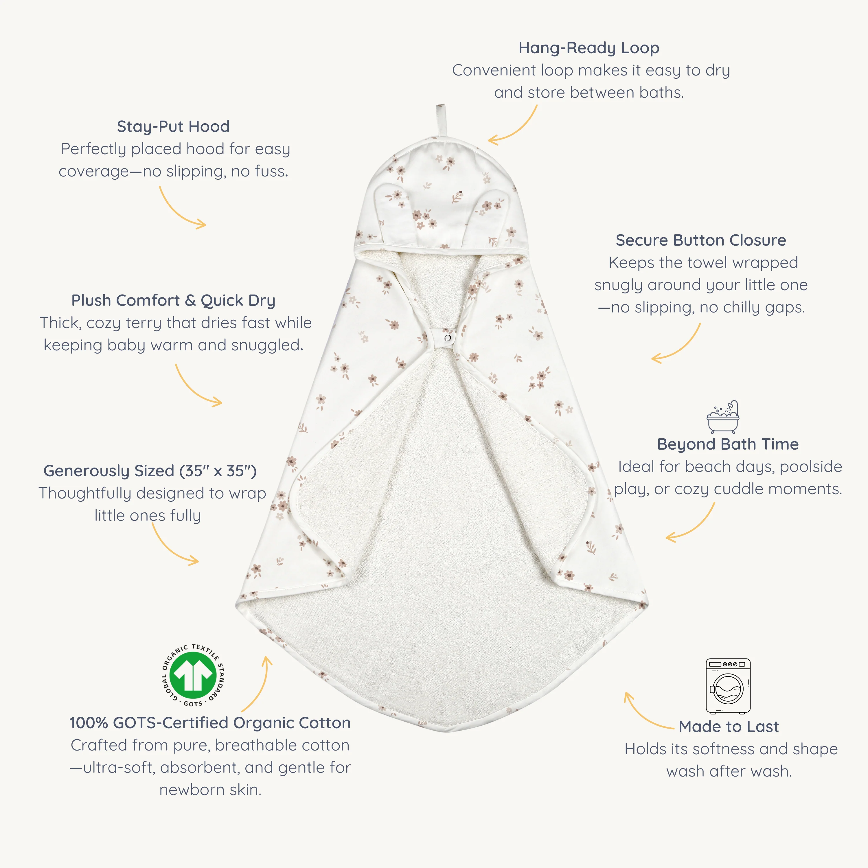 Organic Baby Towel - Bloom (Open Box) - Image 5