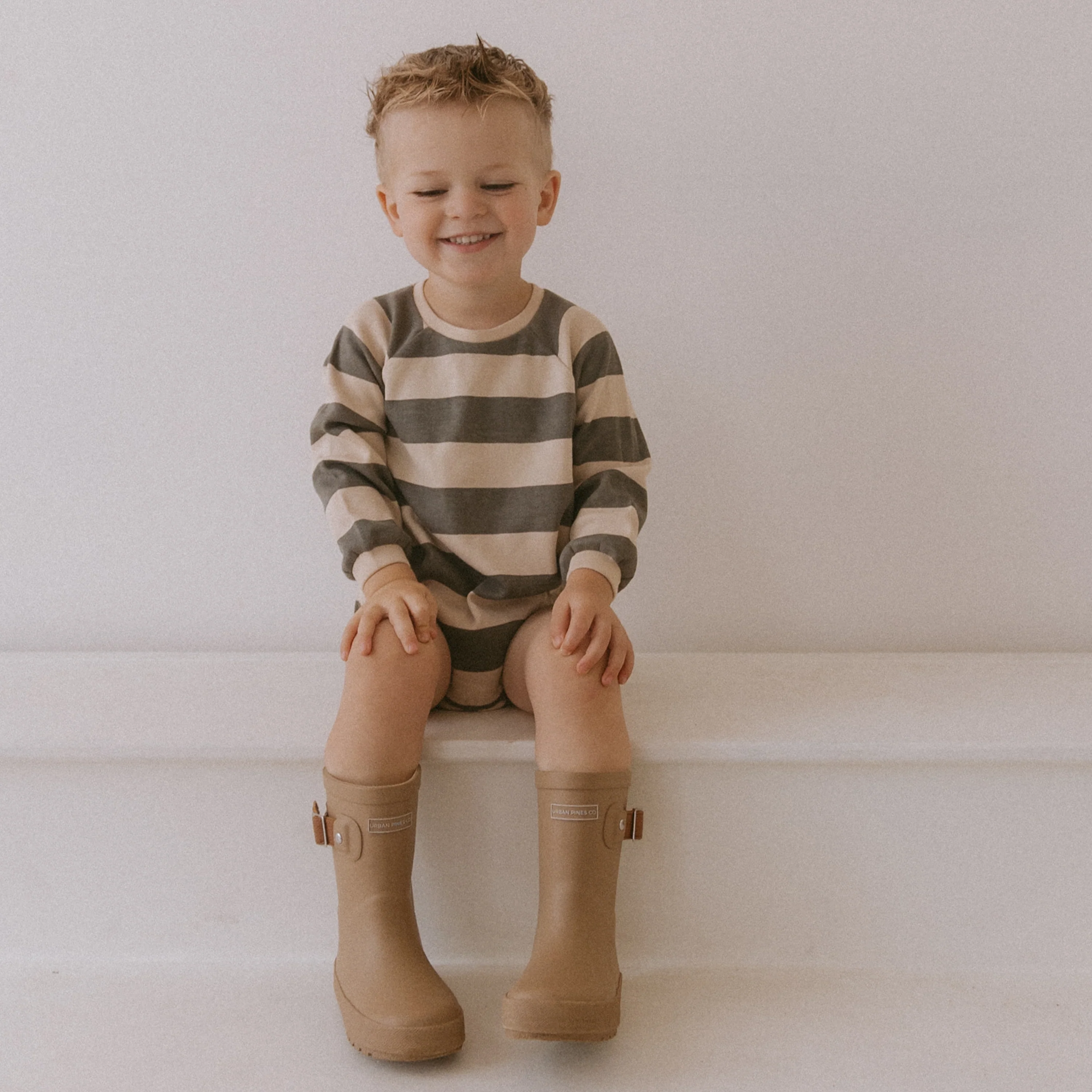 Organic Long Sleeve Bubble Romper - Bold Stripes - Image 3