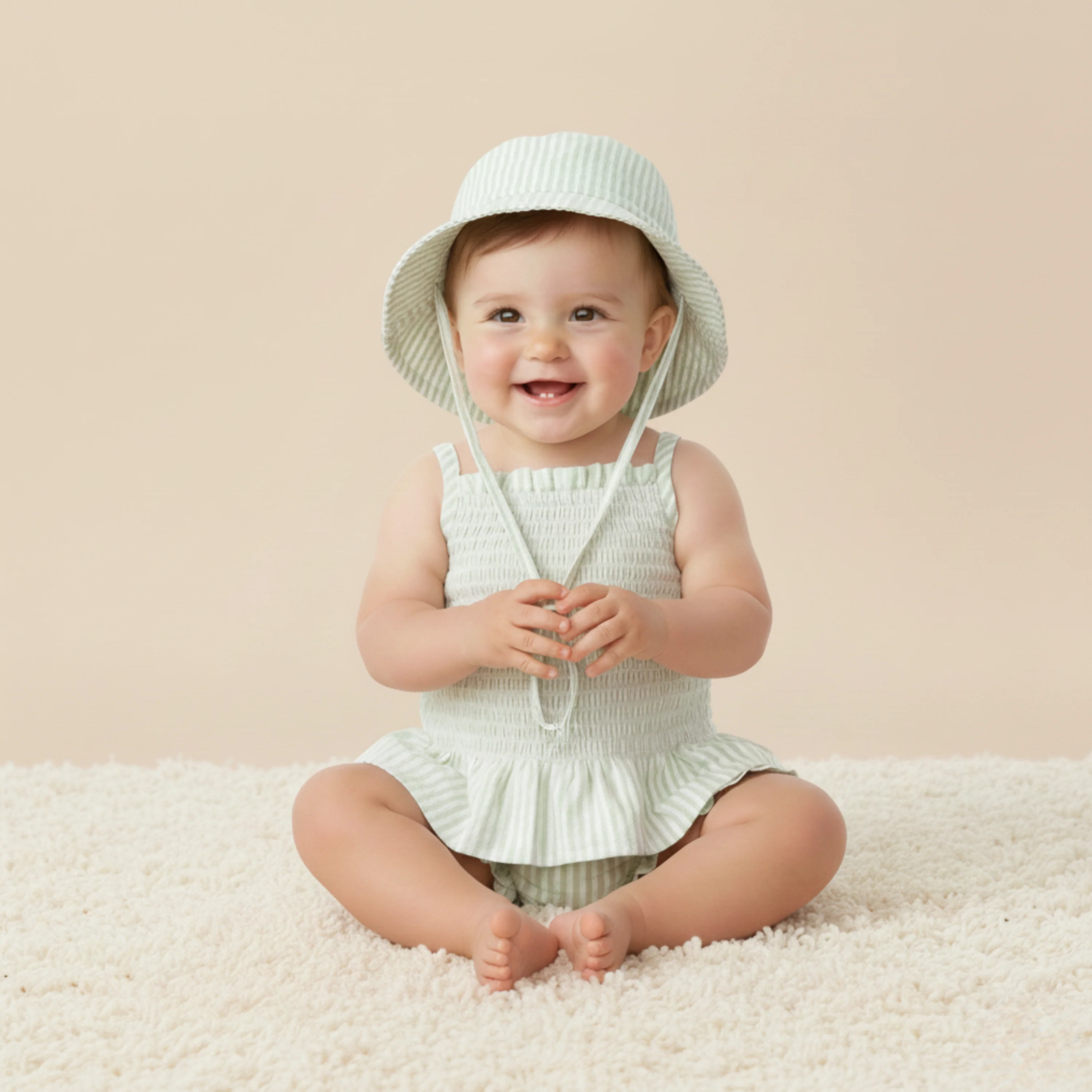 Organic Bucket Sun Hat - Basil Stripes - Image 3