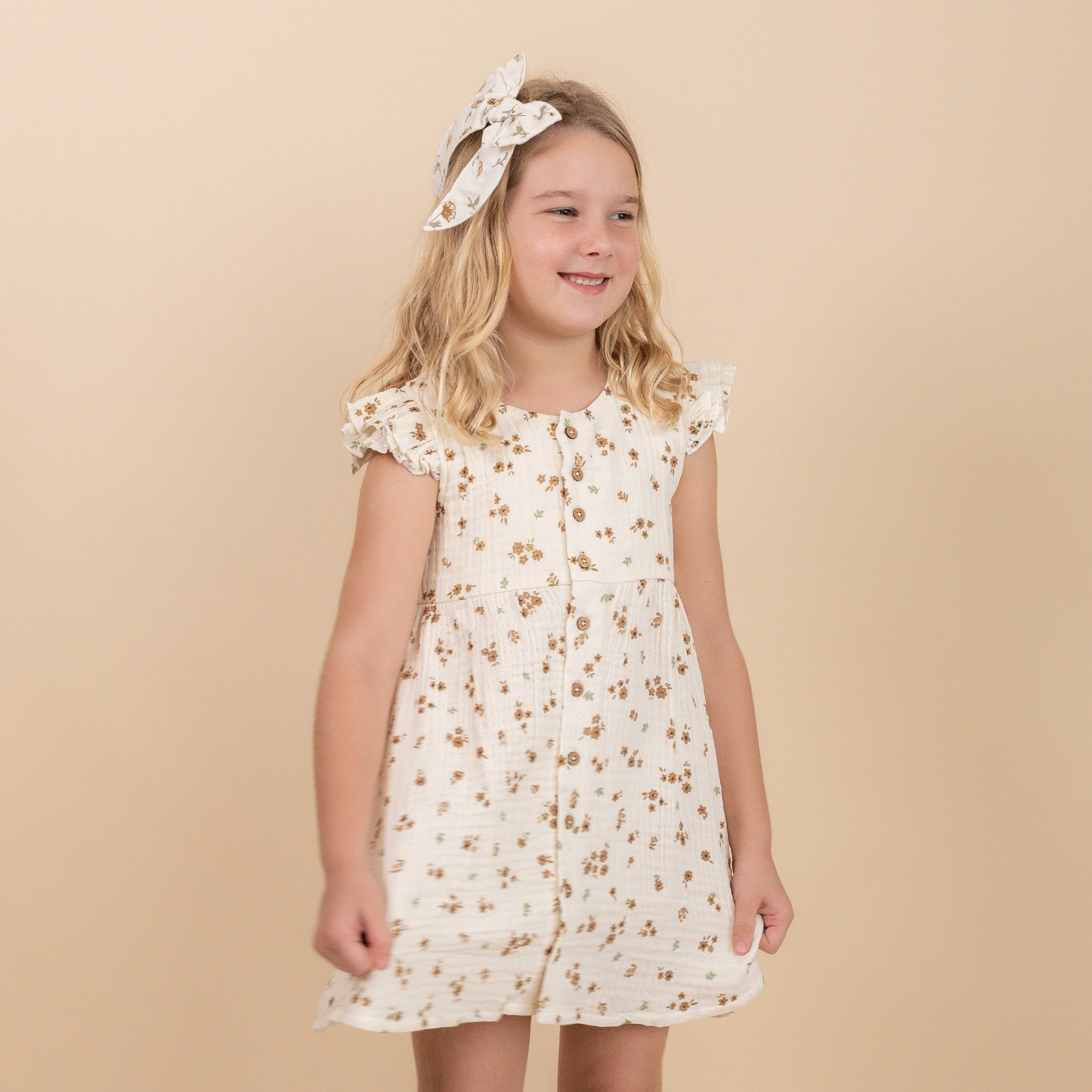 Organic Button Flutter Dress - Bohemia