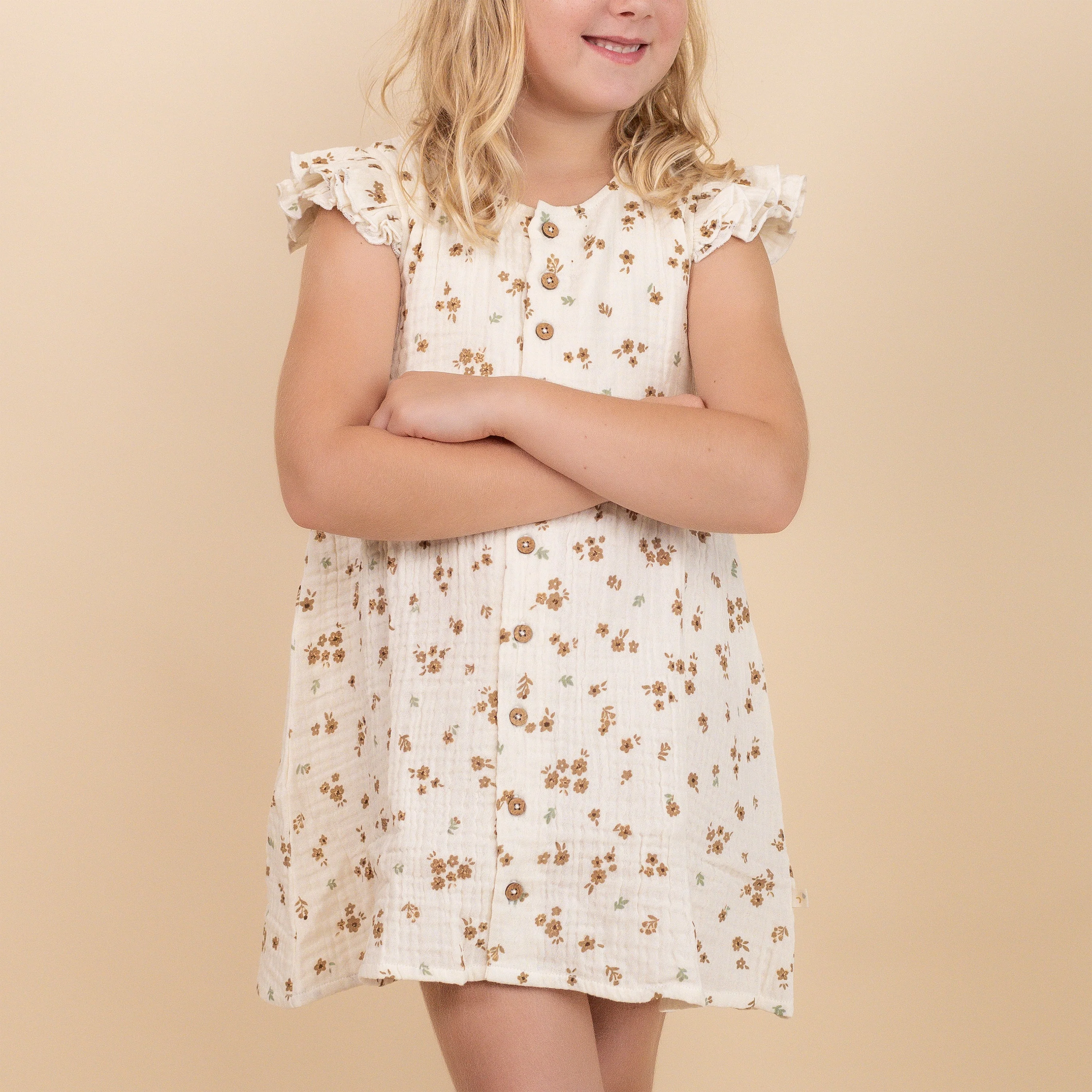 Organic Button Flutter Dress - Bohemia - Image 3
