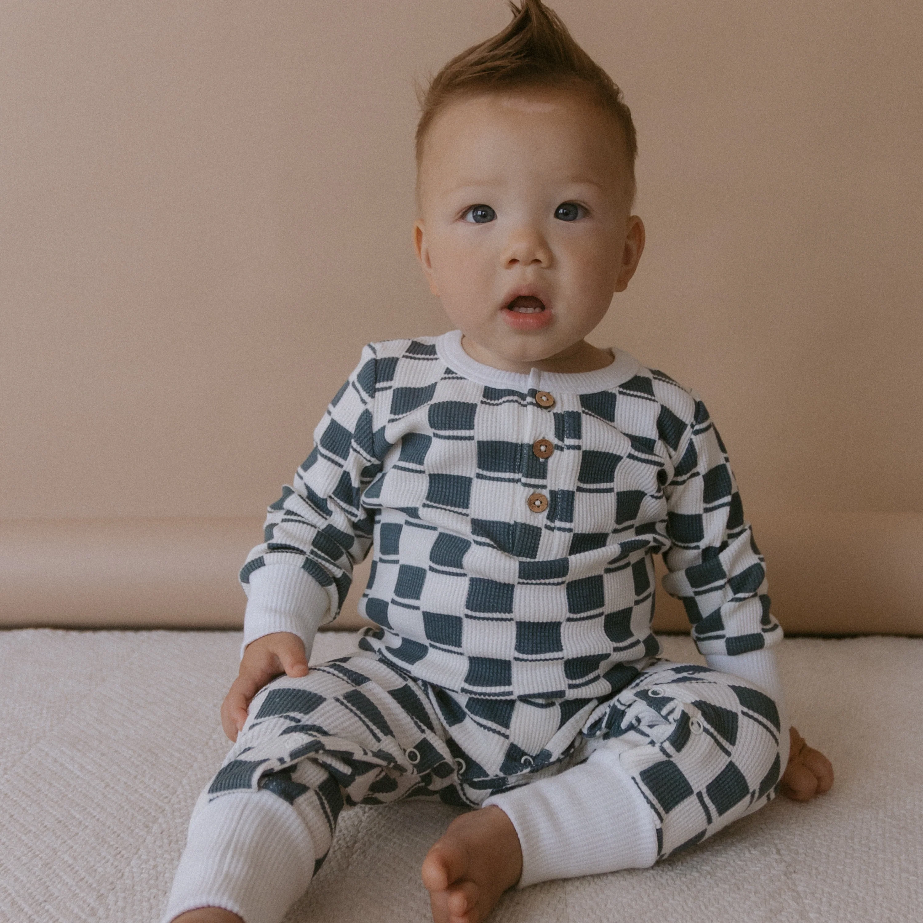 Organic Button Romper - Cabin Checks - Image 3
