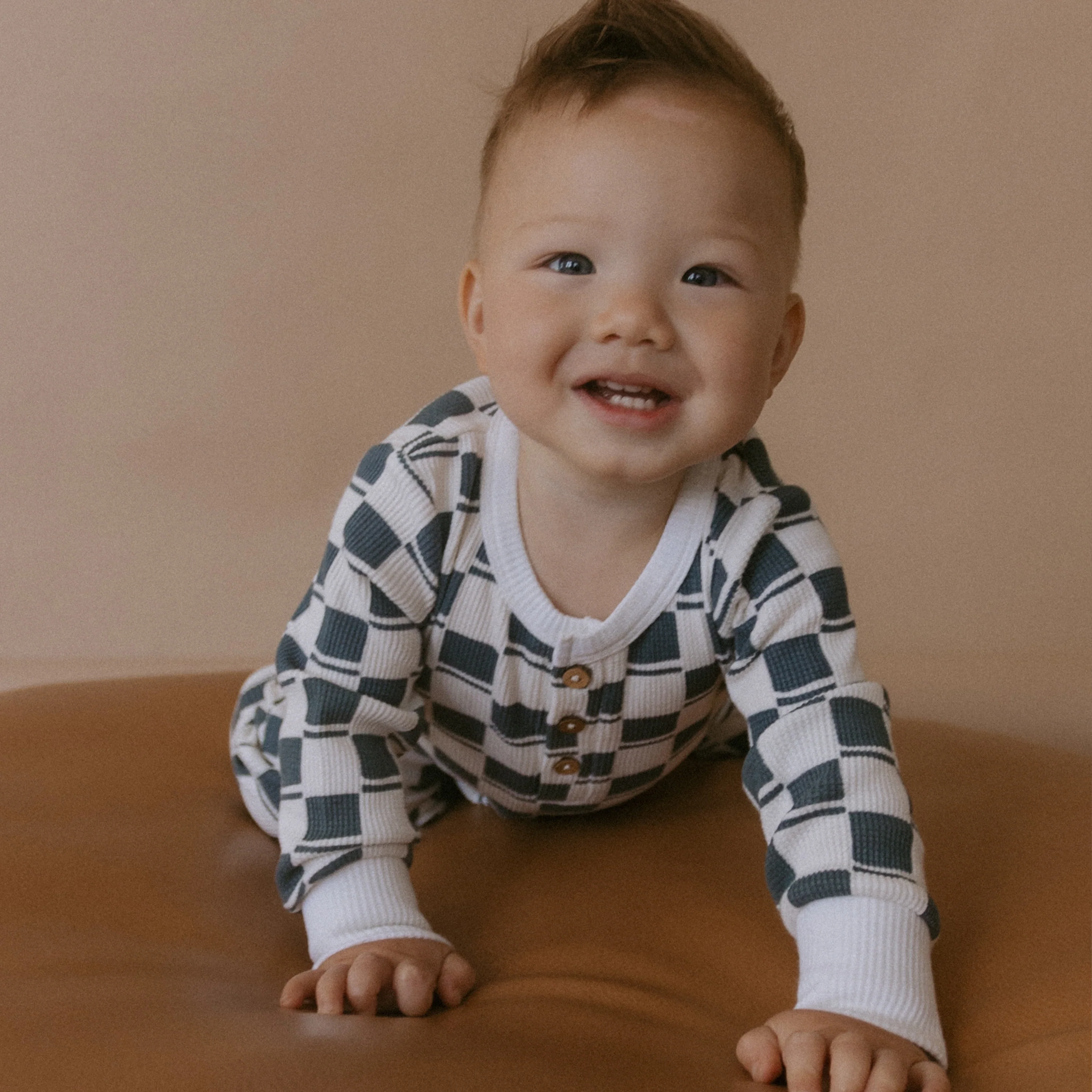 Organic Button Romper - Cabin Checks - Image 4