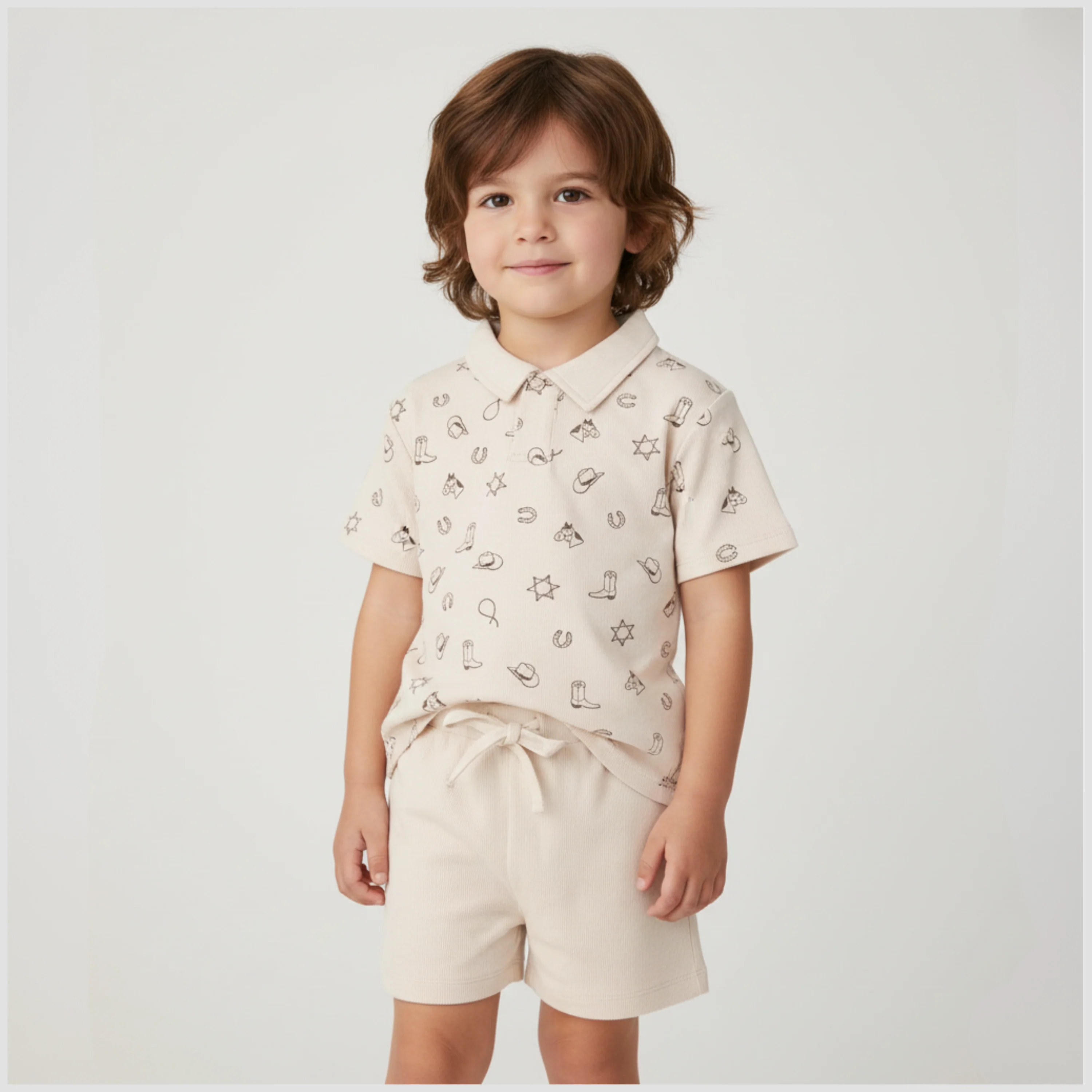 Organic Collar Tee & Shorts Set - Rodeo - Image 4