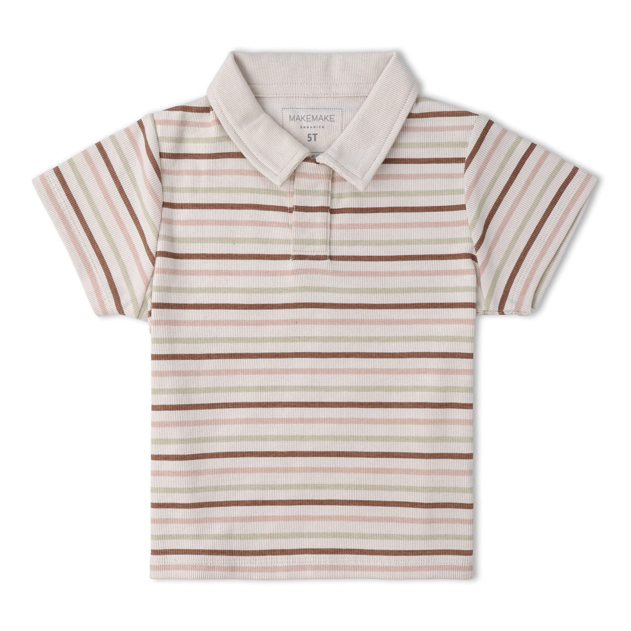 Organic Collar Tee & Shorts Set - Terra Stripes - Image 5