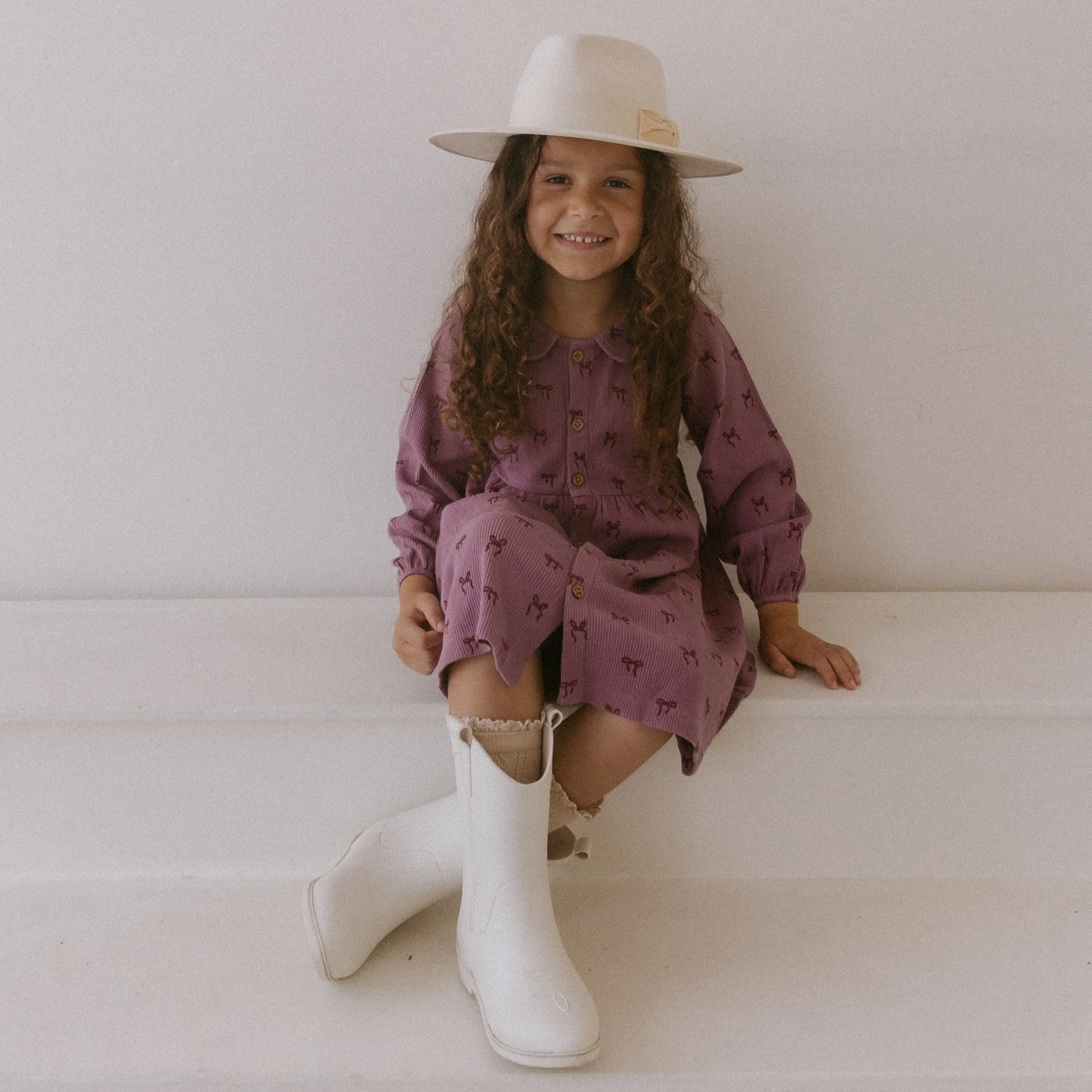 Organic Collared Dress - Bows
