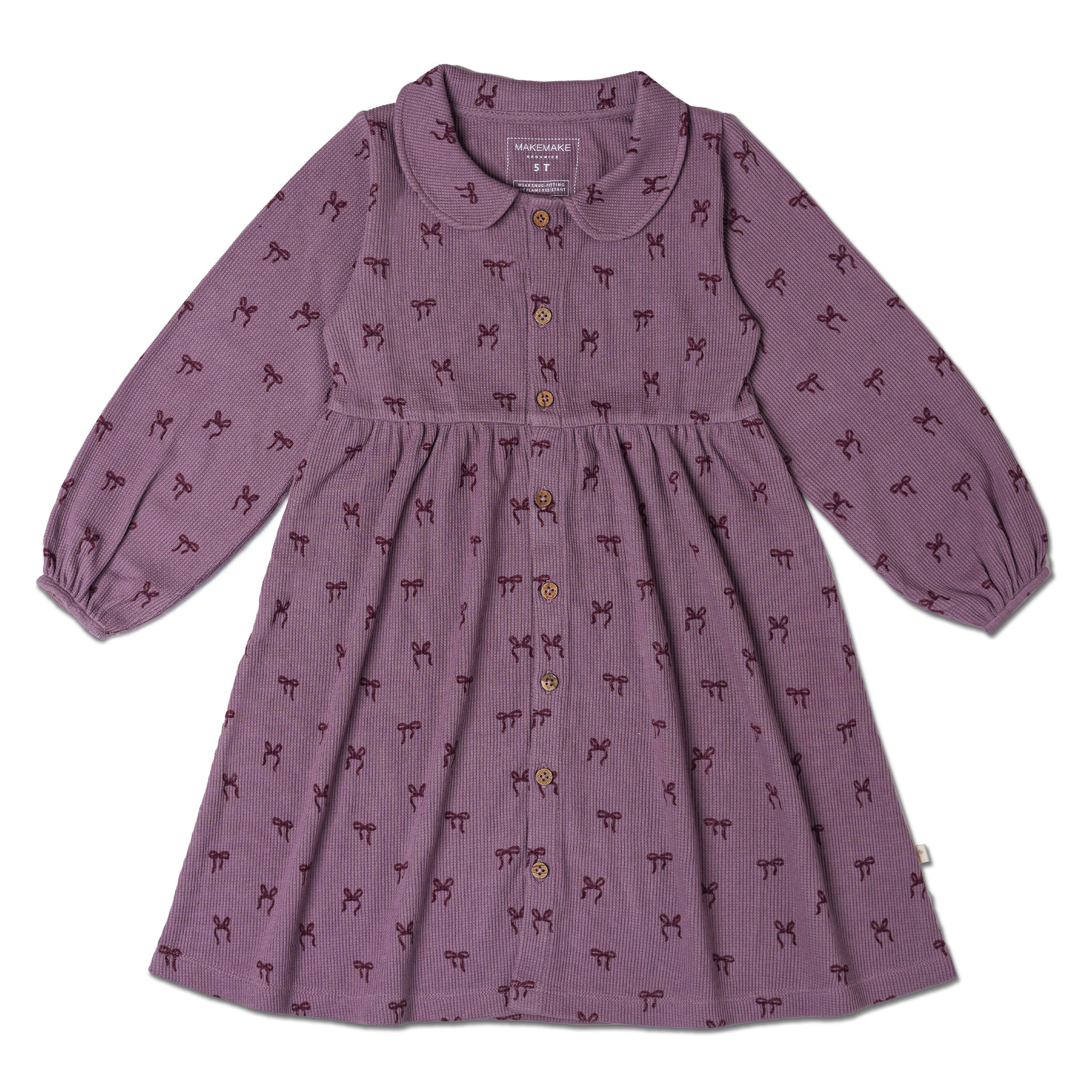 Organic Collared Dress - Bows - Image 2