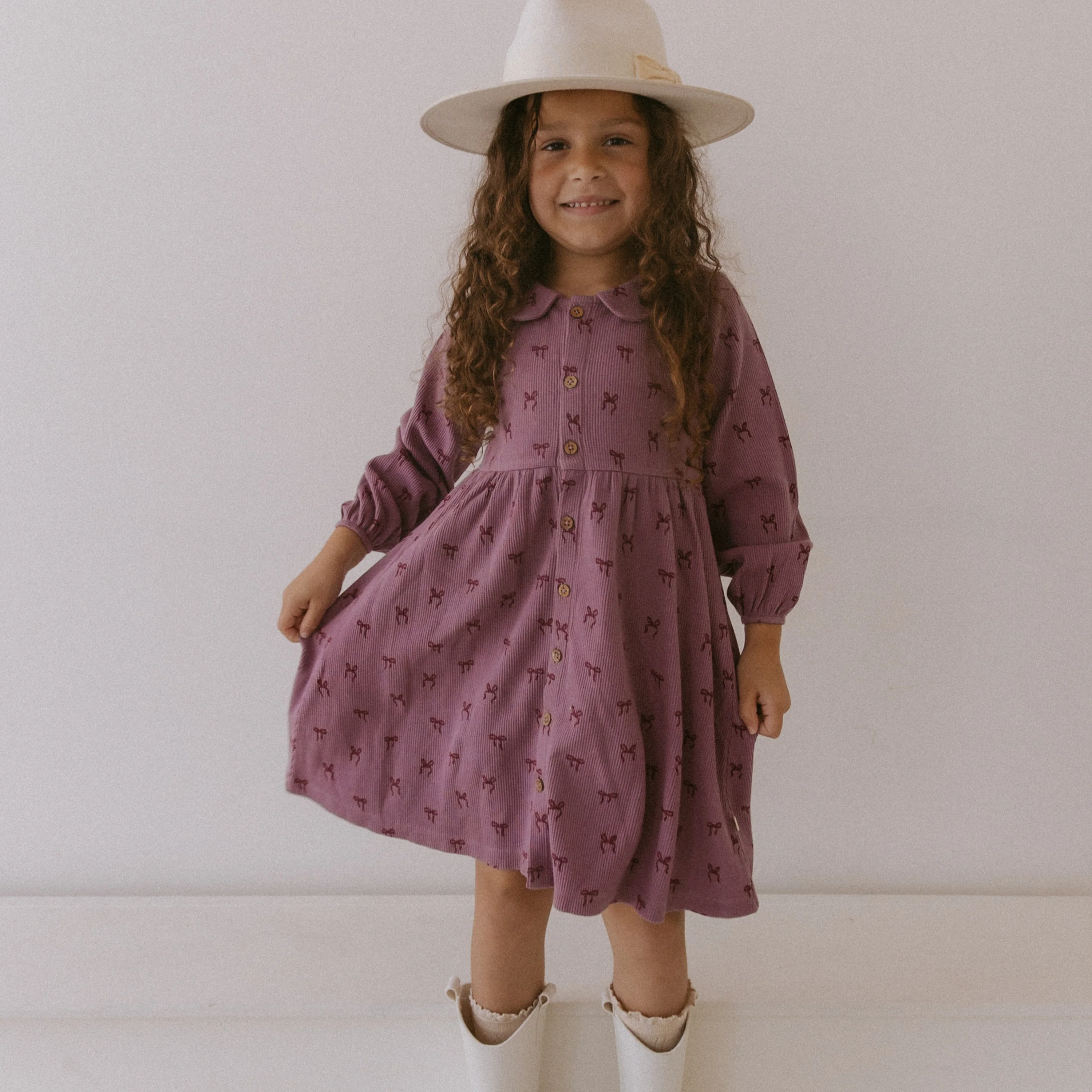Organic Collared Dress - Bows - Image 3