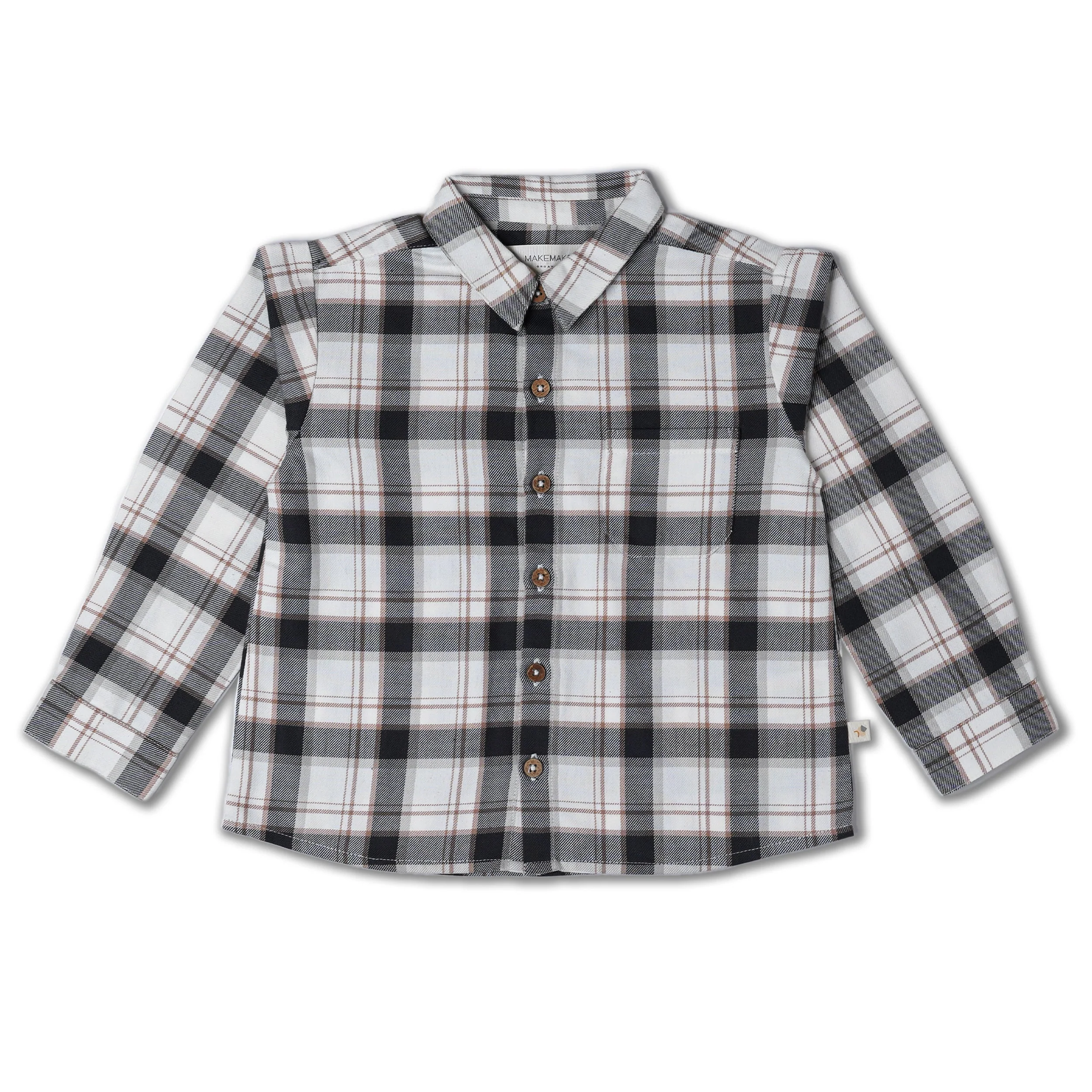 Organic Collared Long Sleeve Shirt - Plaid Checks - Image 2