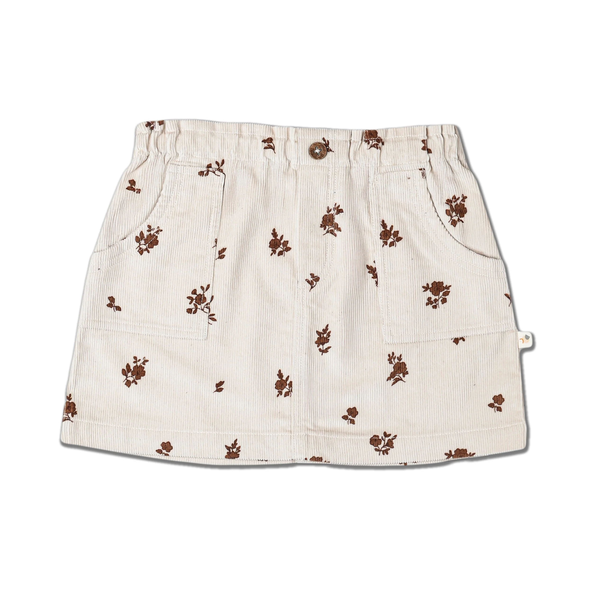 Organic Corduroy Skirt - Brown Floral - Image 2