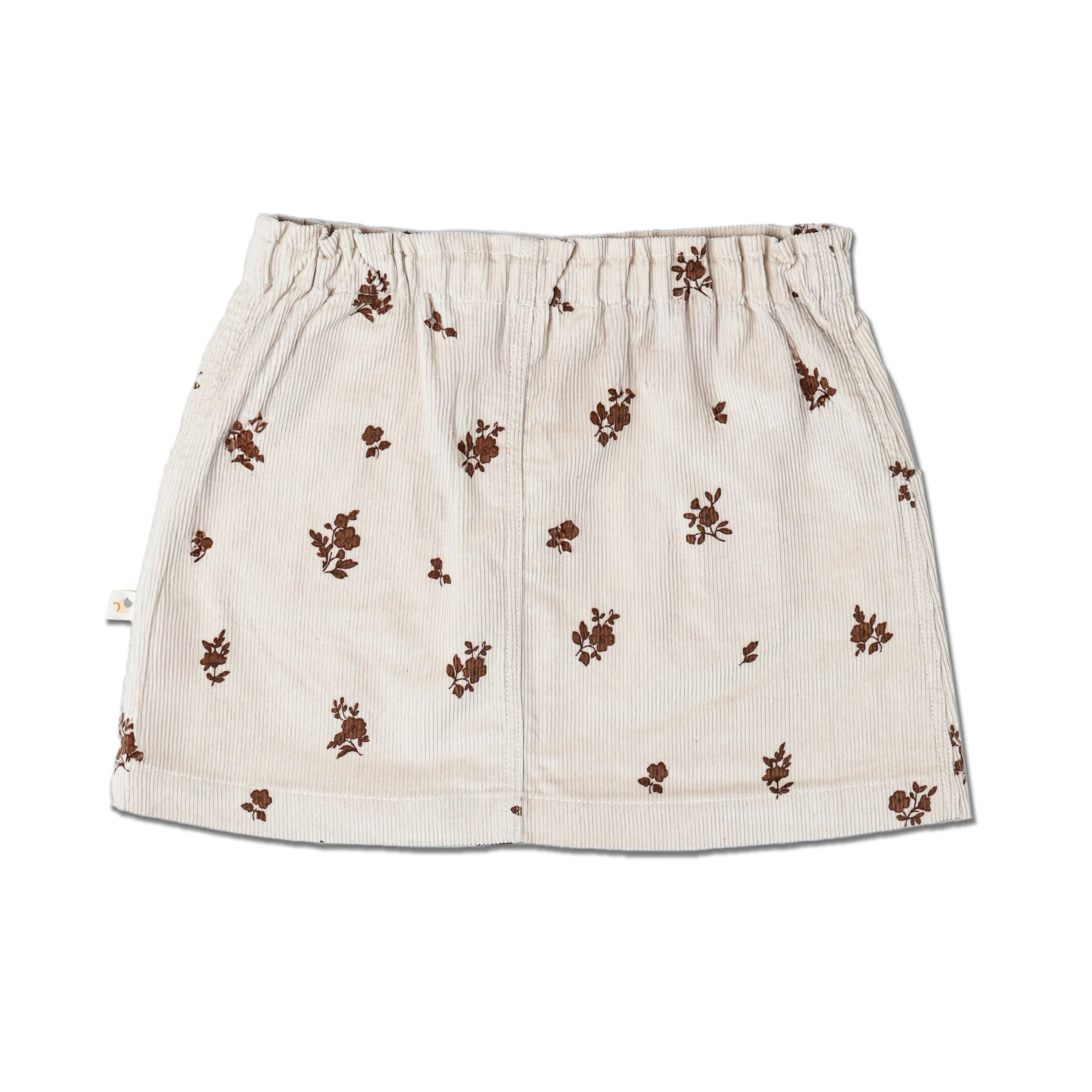 Organic Corduroy Skirt - Brown Floral - Image 4