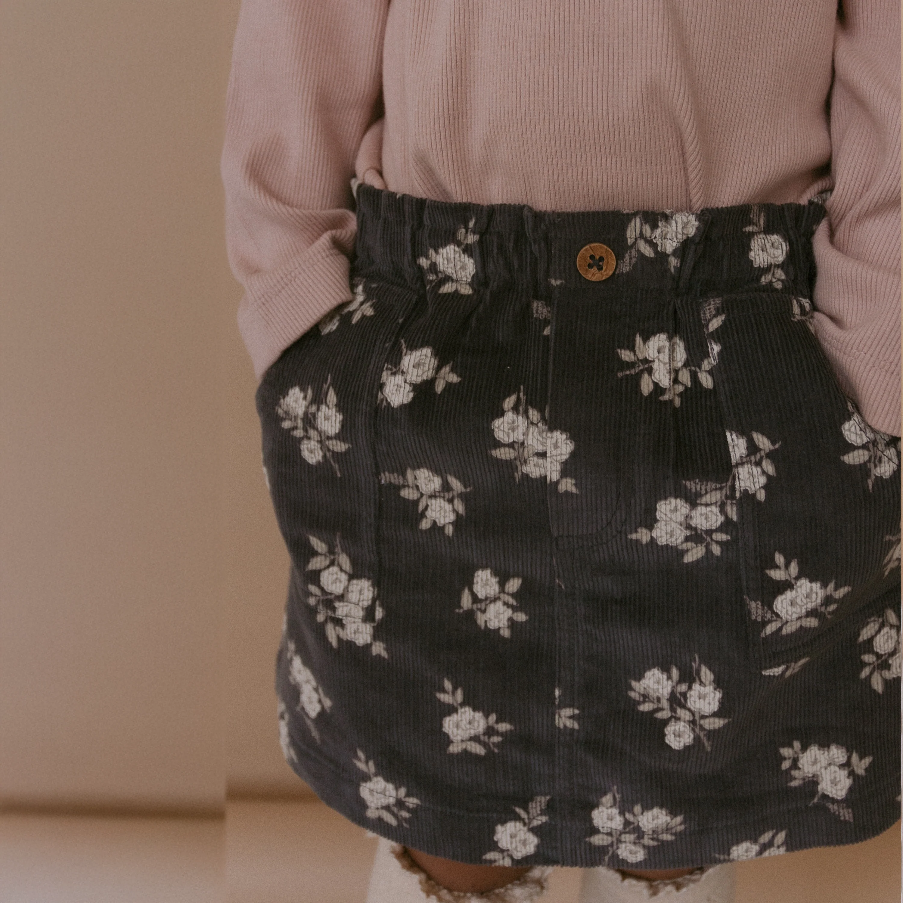Organic Corduroy Skirt - Navy Bloom - Image 3