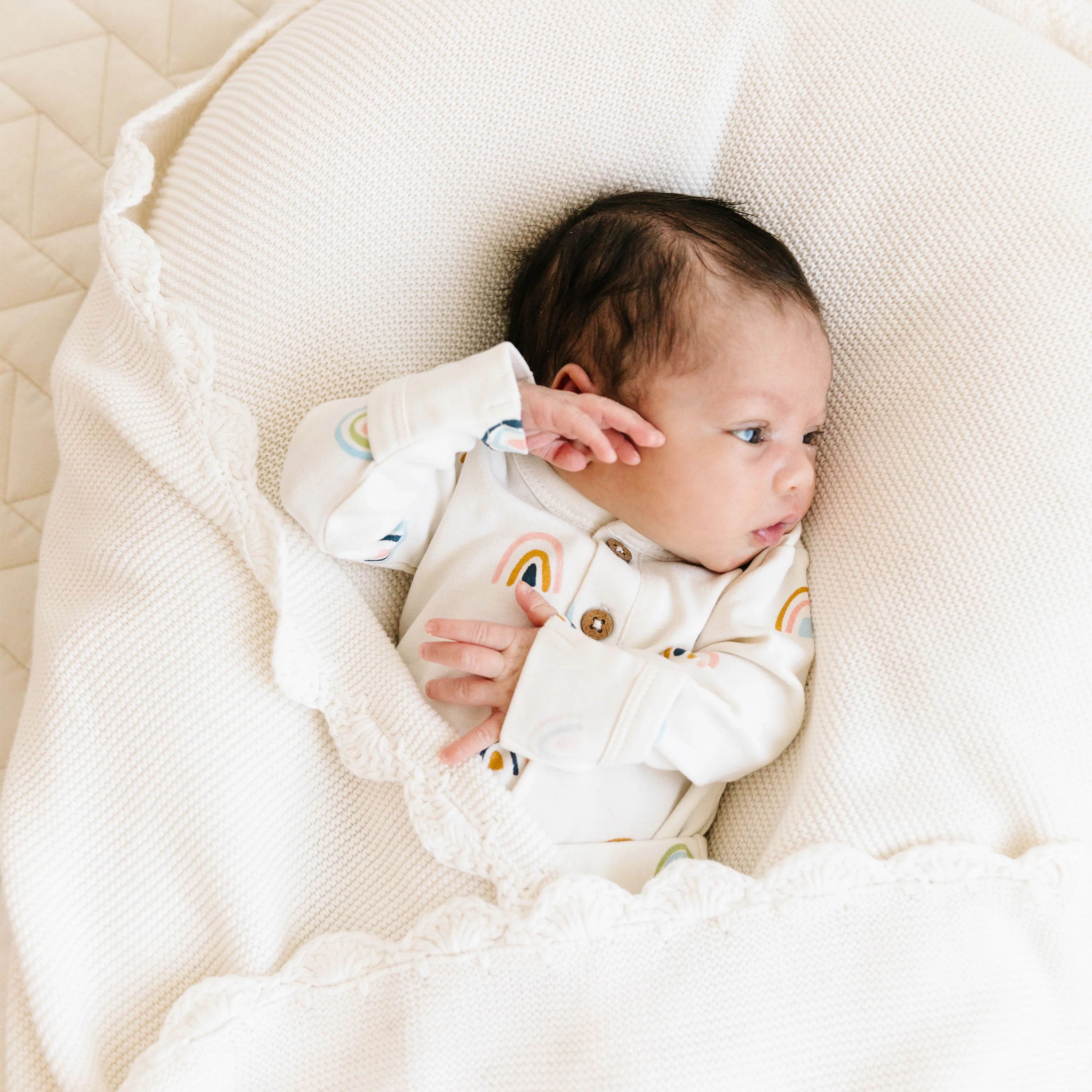 Organic Cotton Scalloped Baby Blanket - Ivory - Image 3