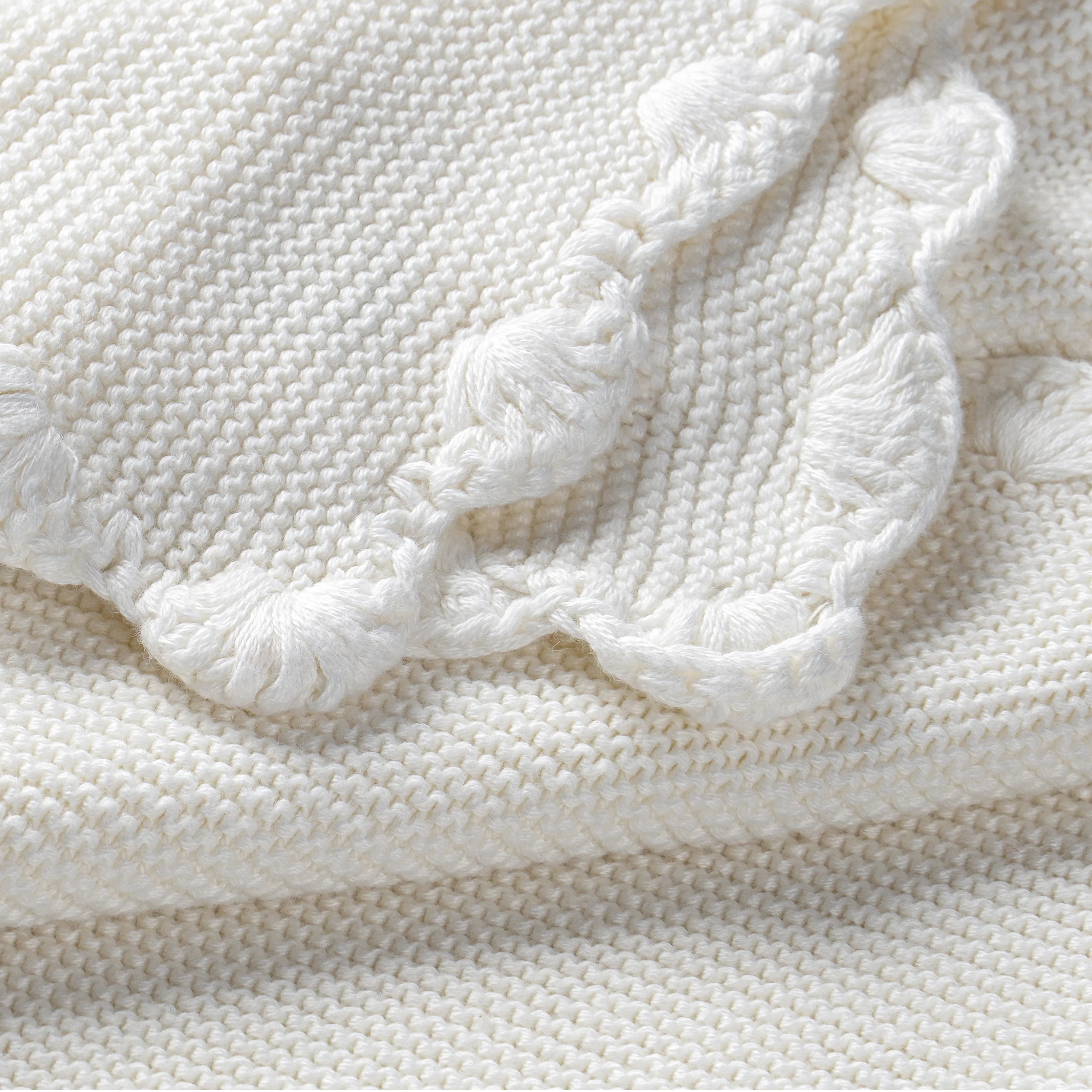 Organic Cotton Scalloped Baby Blanket - Ivory - Image 4
