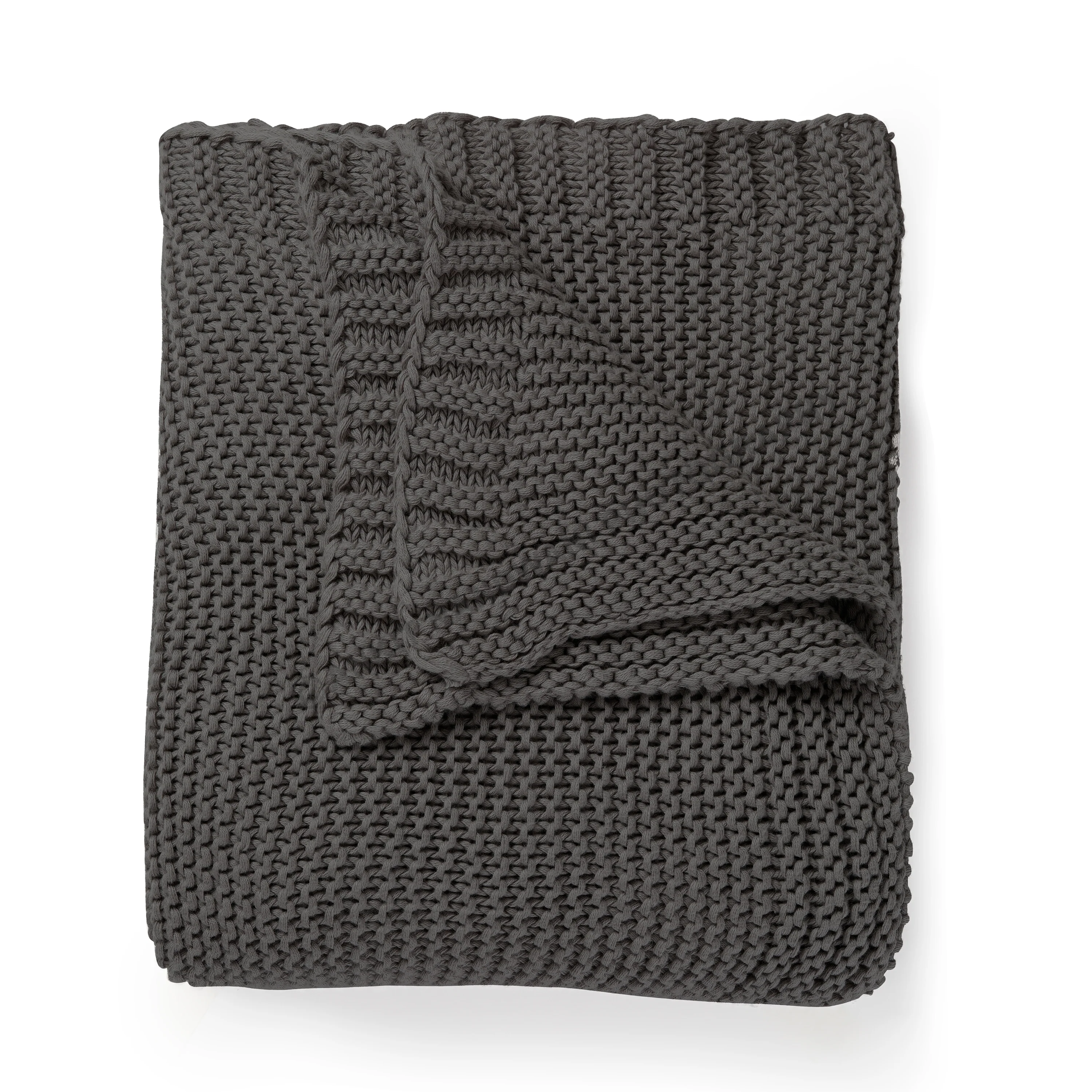 Organic Knit Throw Blanket - Charcoal Gray - Image 4