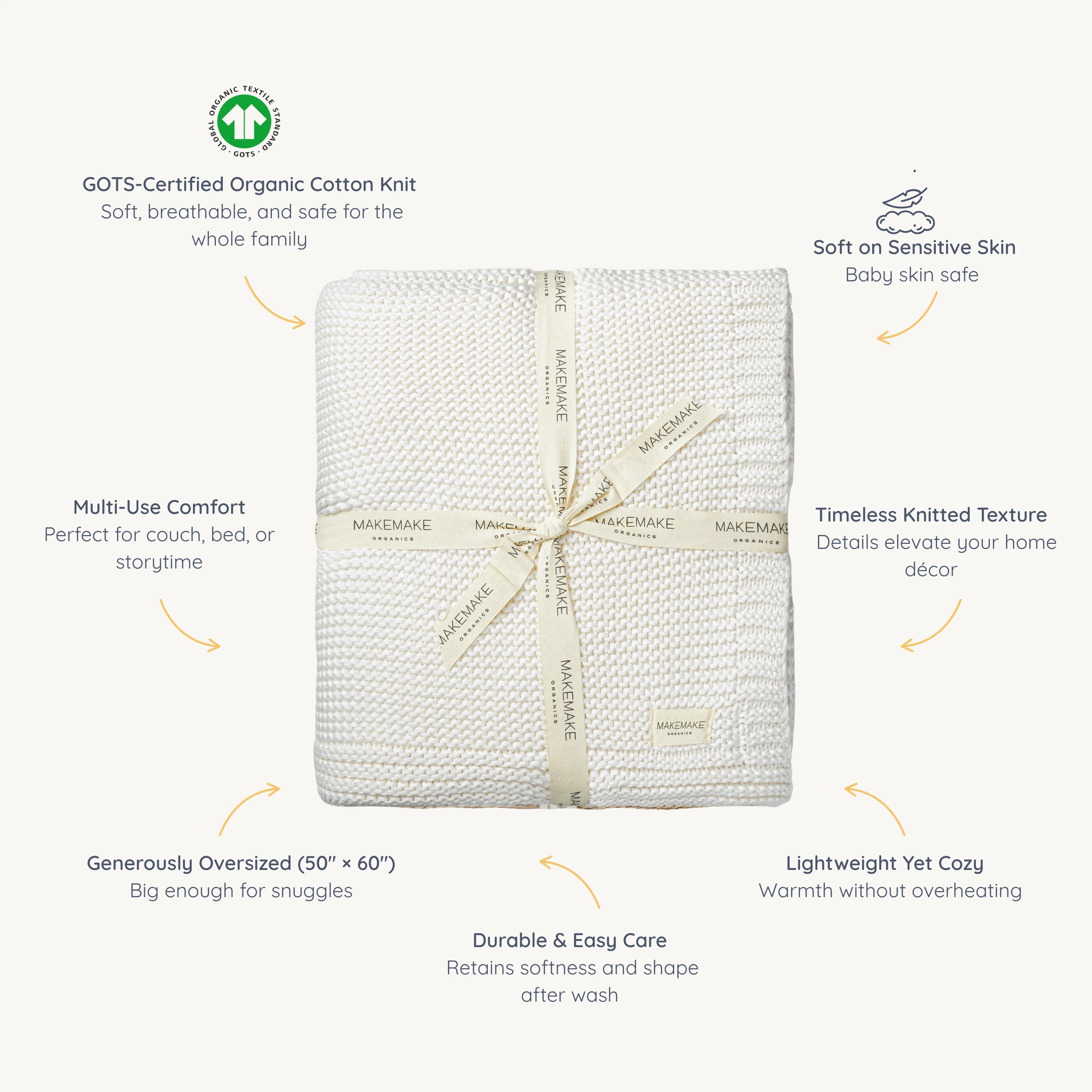 Organic Knit Throw Blanket - Ivory - Image 8