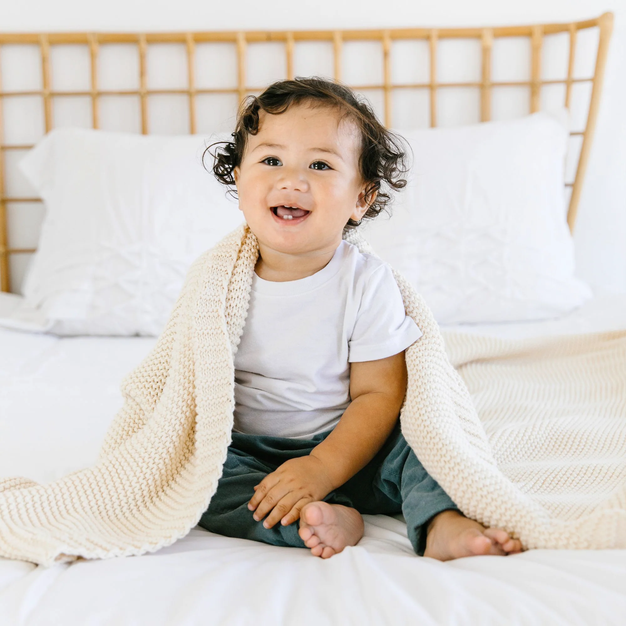 Organic Knit Throw Blanket - Vanilla - Image 4