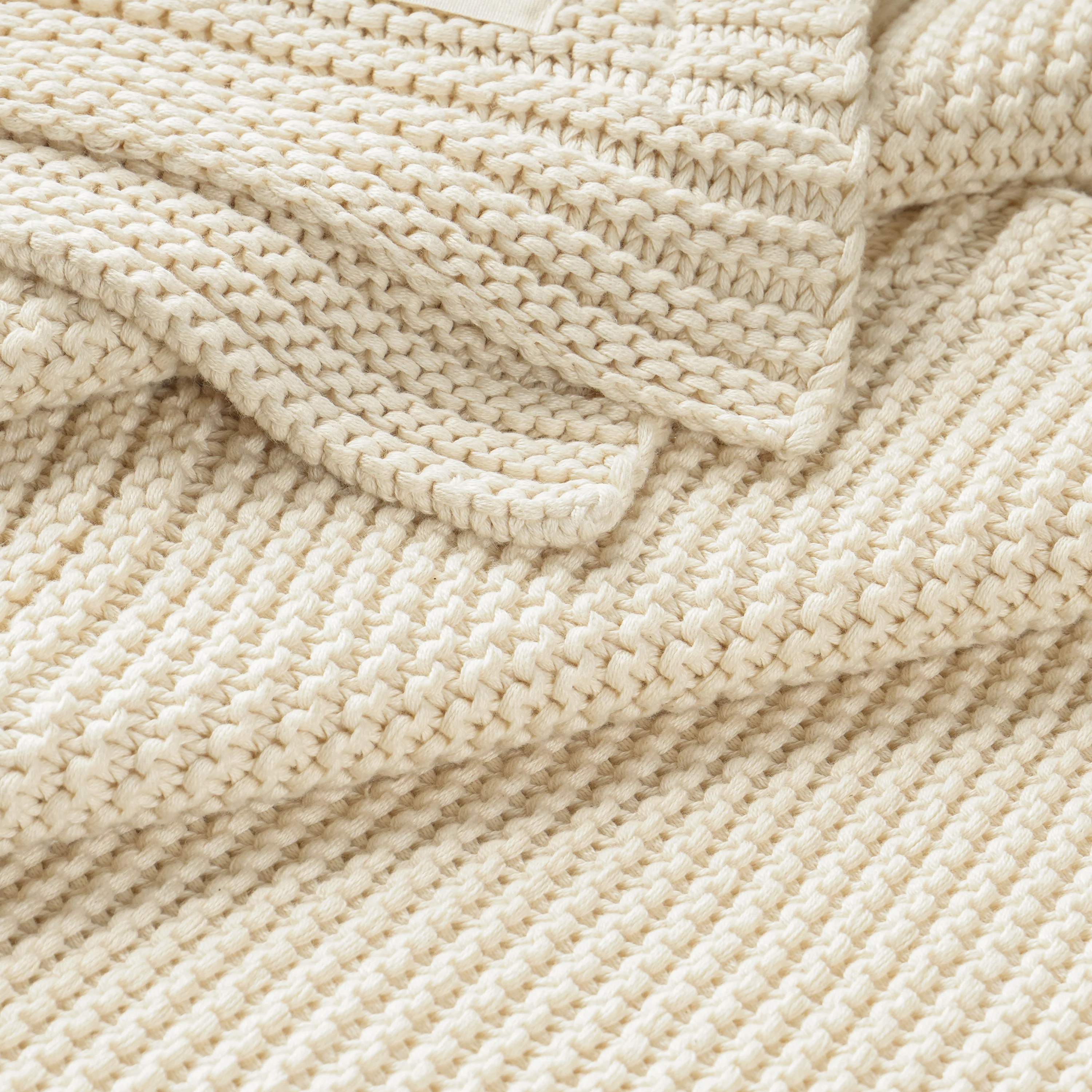 Organic Knit Throw Blanket - Vanilla - Image 6