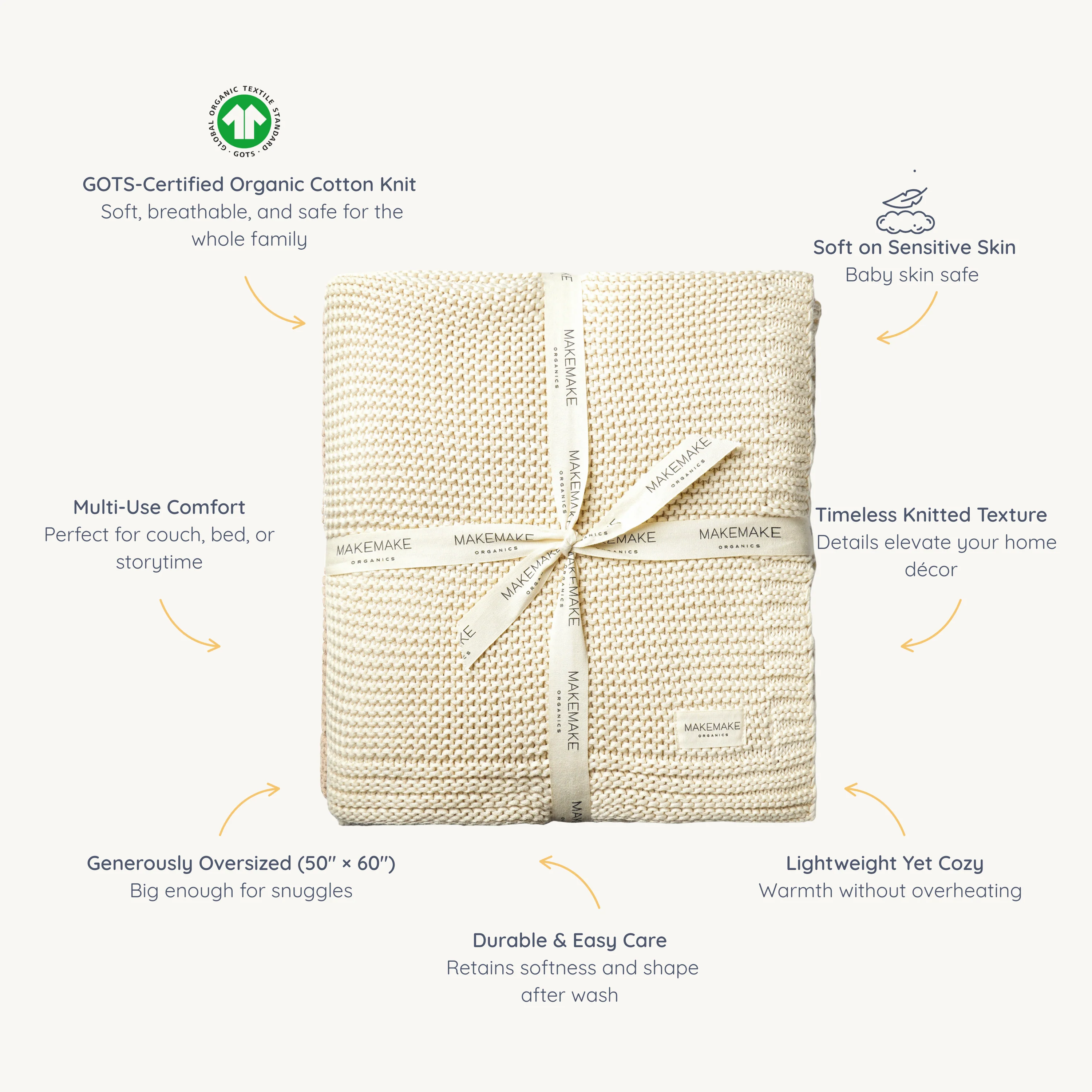 Organic Knit Throw Blanket - Vanilla - Image 7