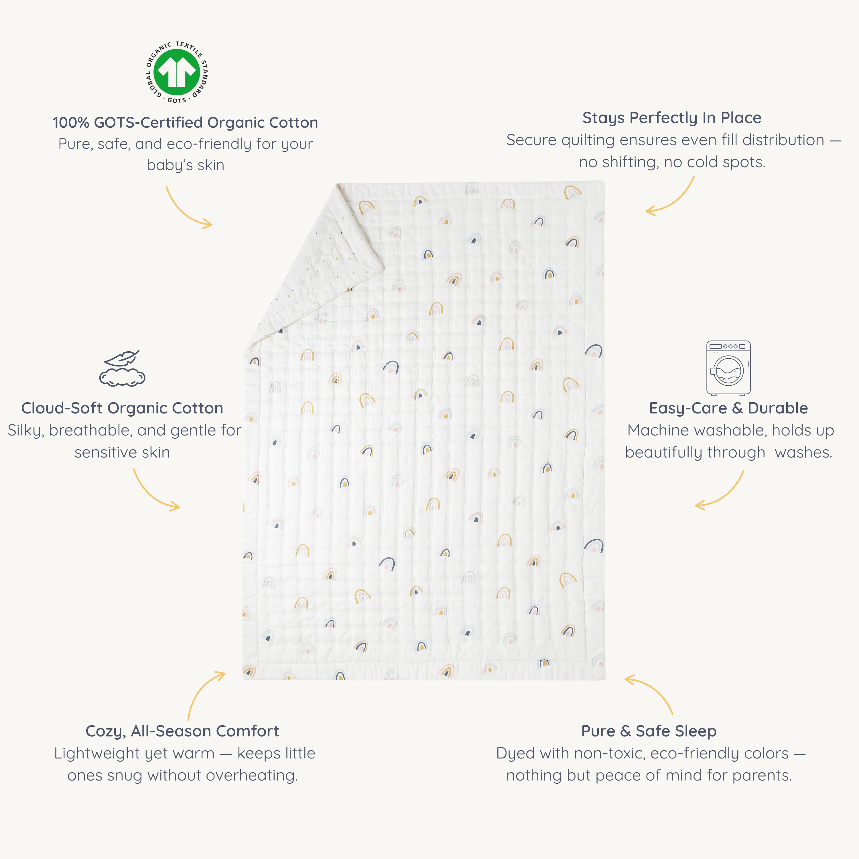 Organic Kids Quilt - Dotty & Rainbow - Image 6