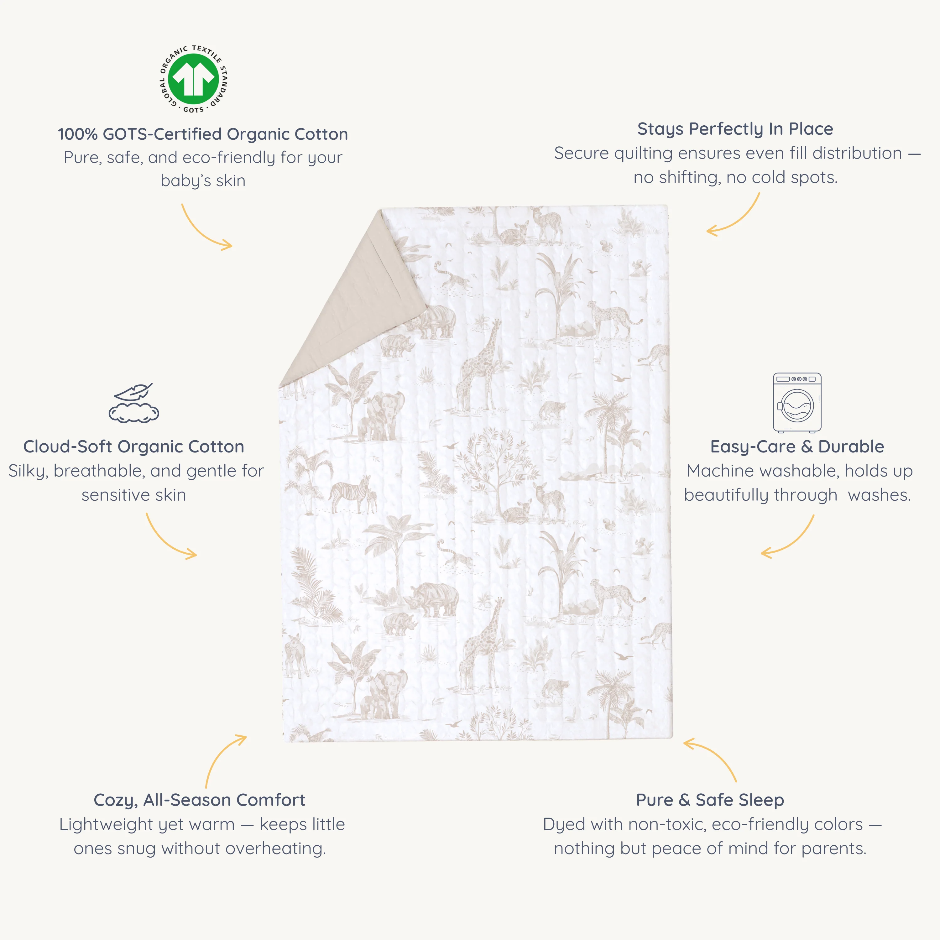 Organic Kids Quilt - Safari & Oat - Image 7
