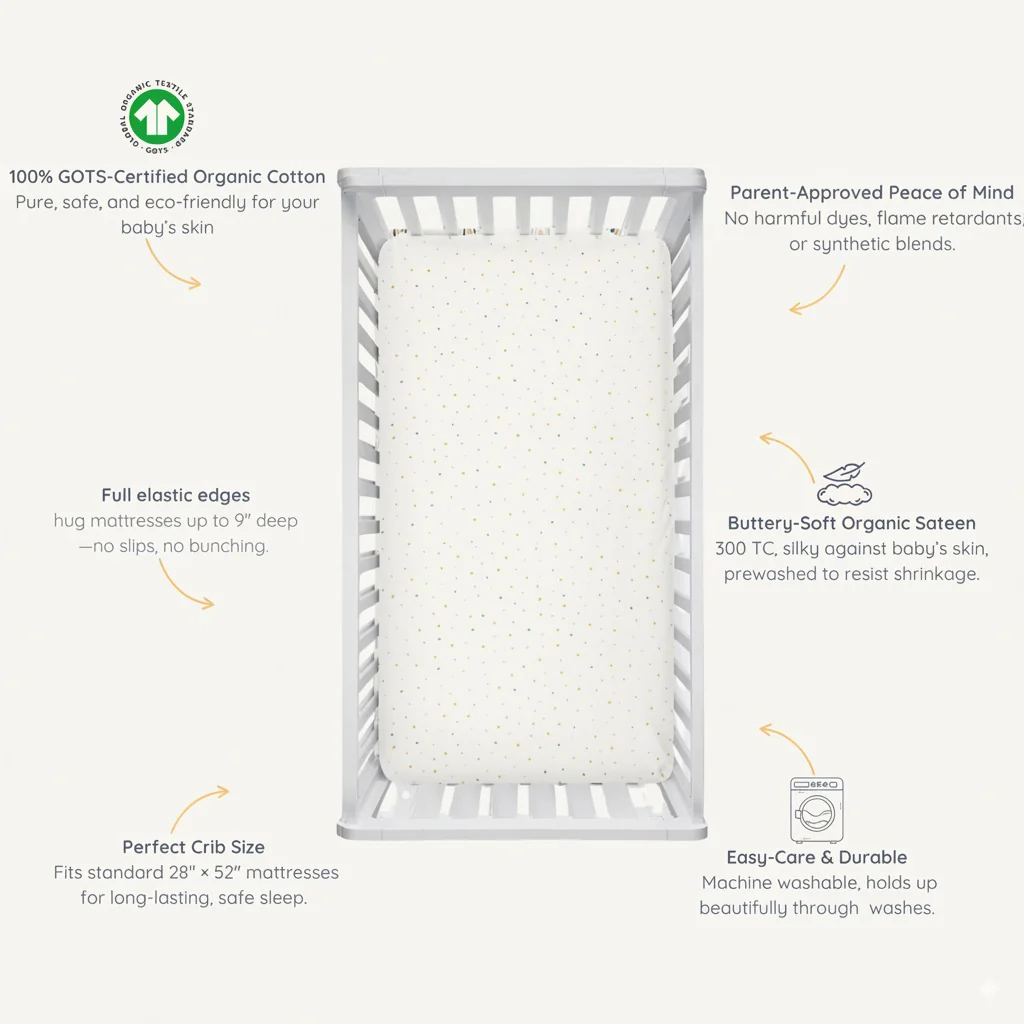 Organic Crib Sheet - Dotty - Image 6