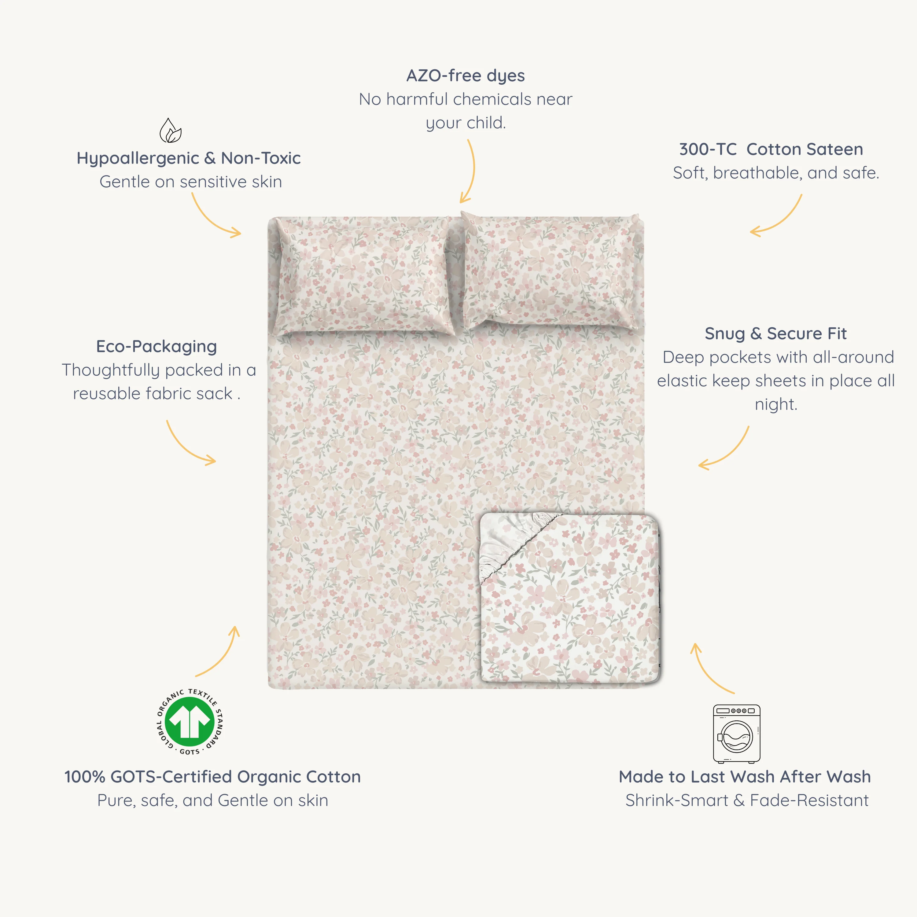 Organic Kids Fitted Sheet - Blossom - Image 8