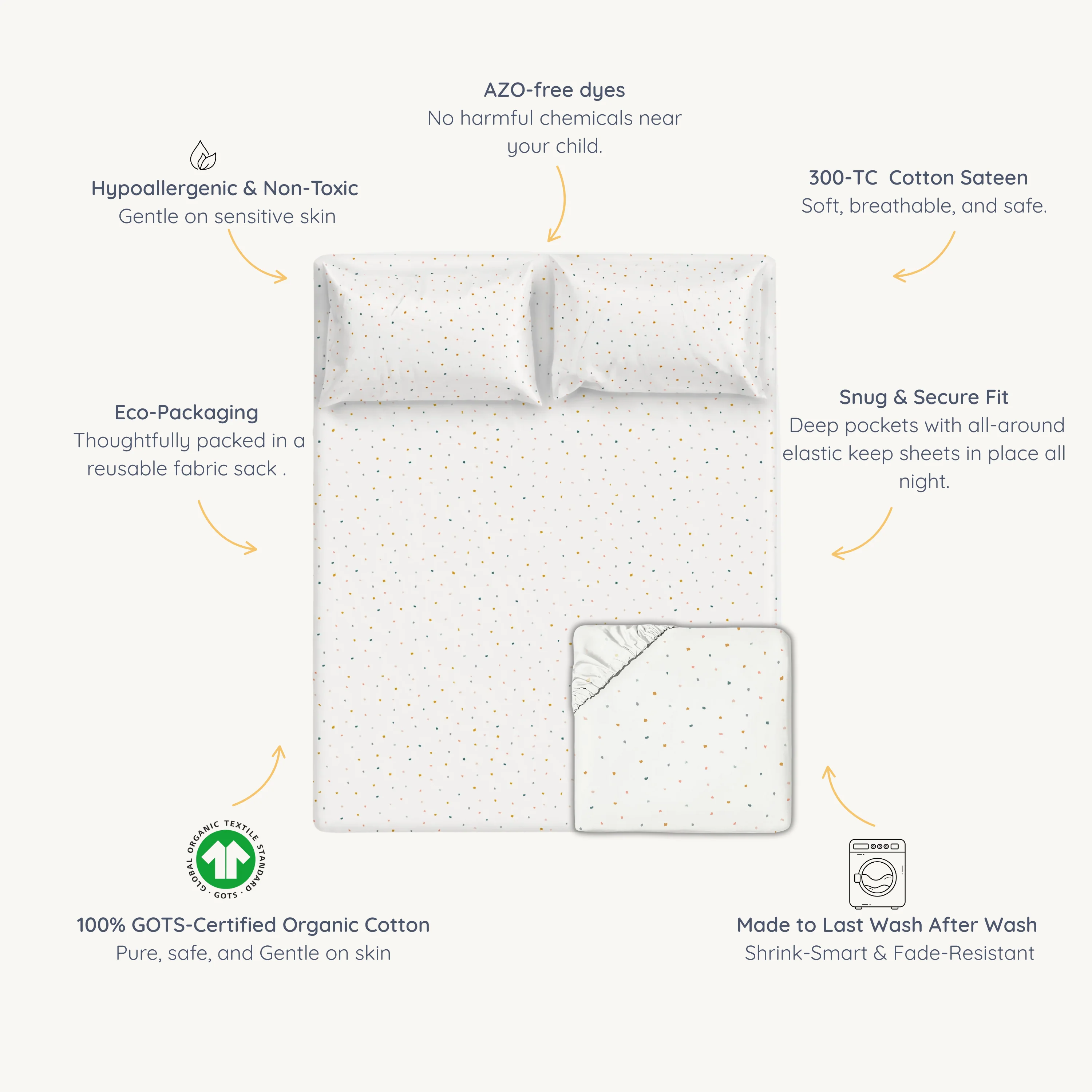Organic Kids Fitted Sheet - Dotty - Image 8