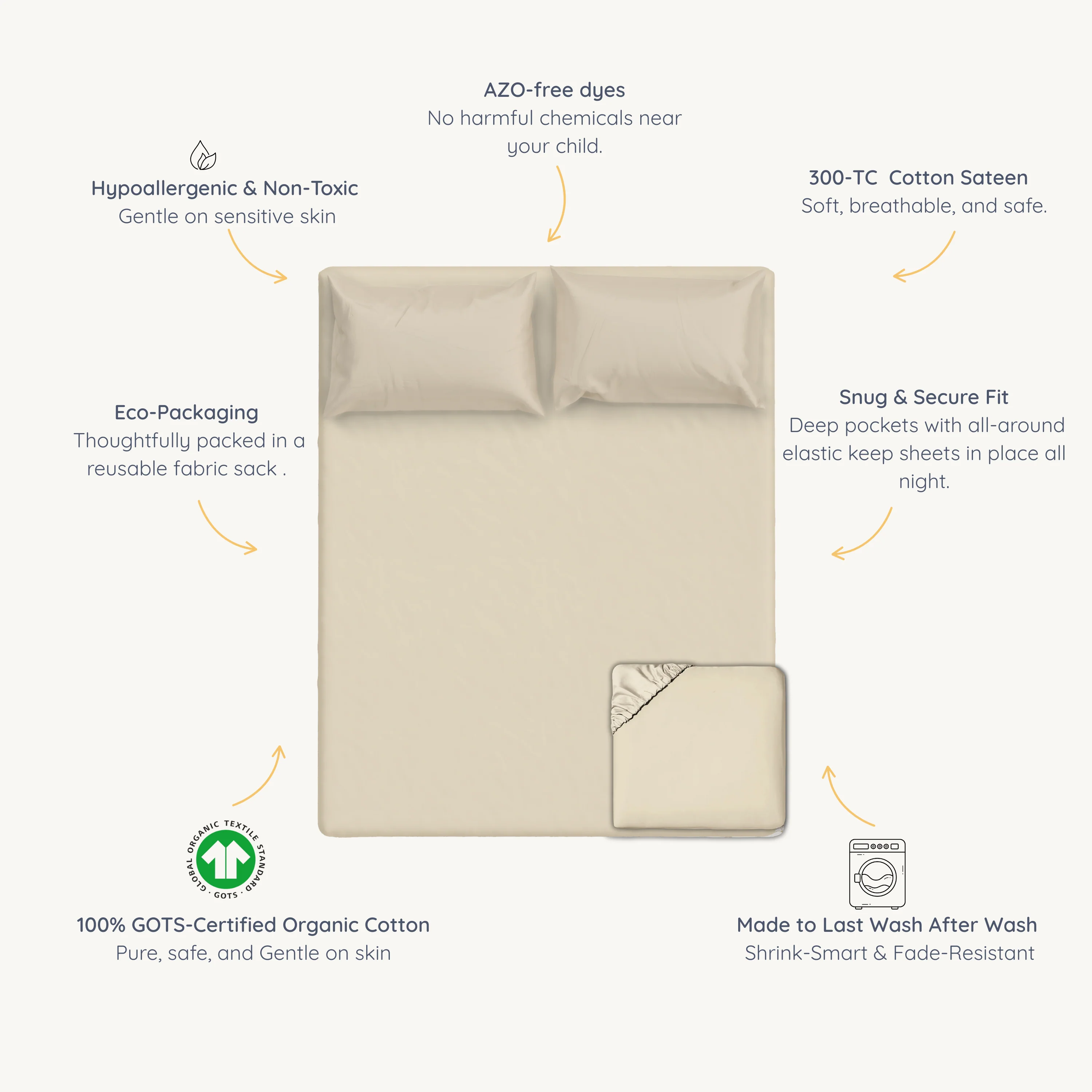 Organic Kids Fitted Sheet - Oat - Image 6