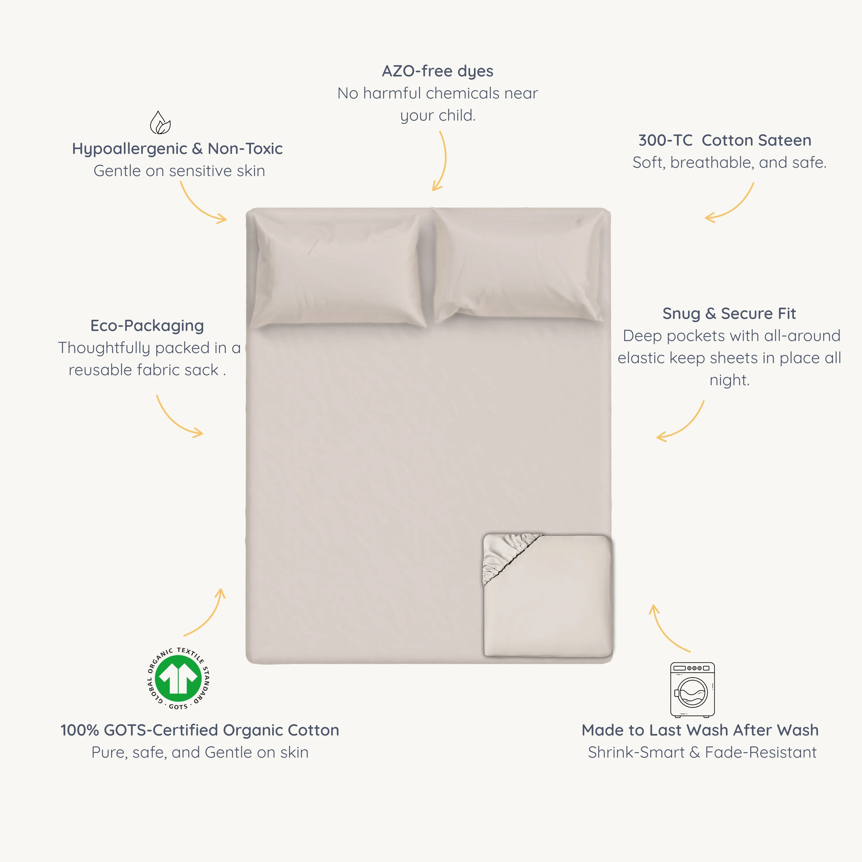 Organic Kids Fitted Sheet - Taupe - Image 8