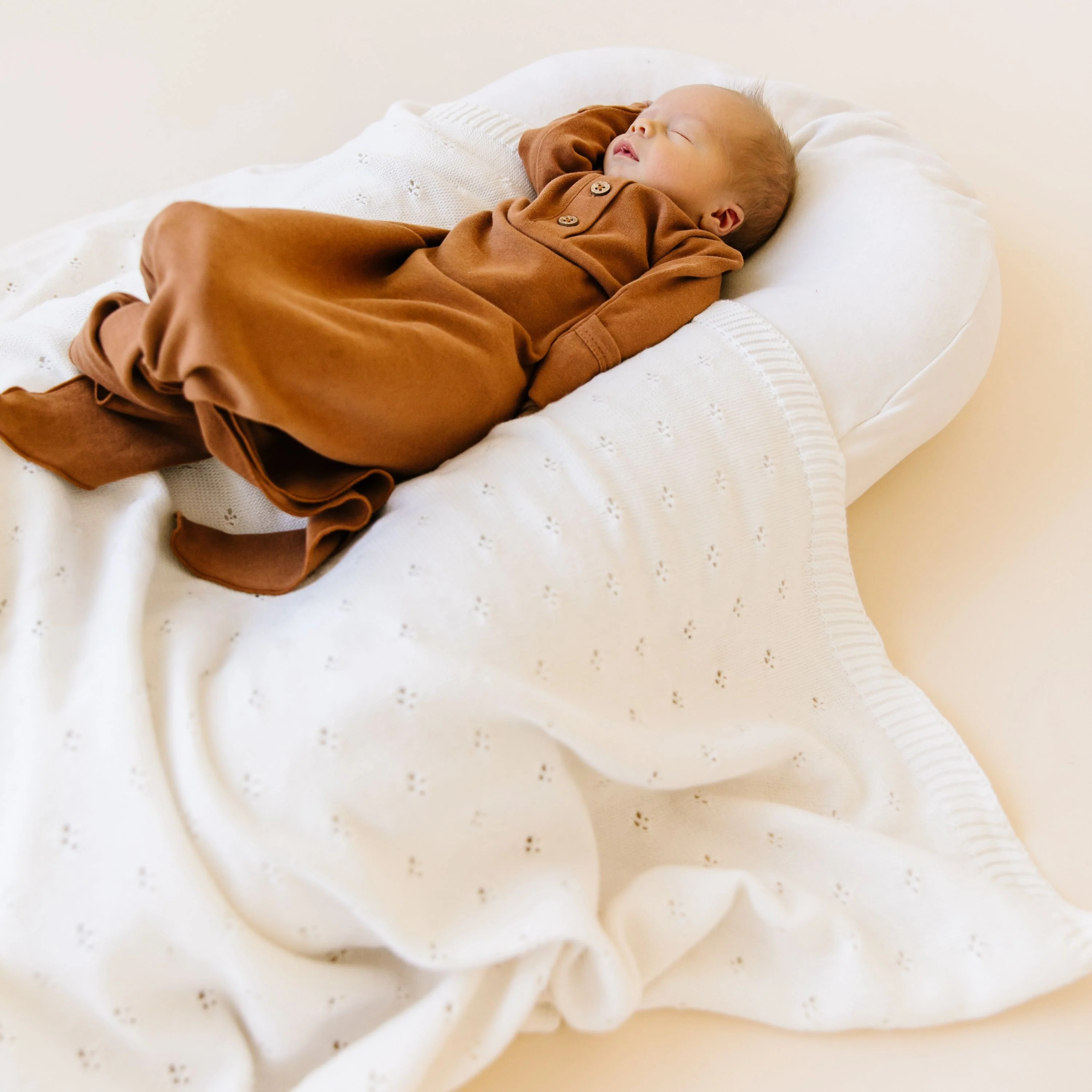 Organic Cotton Pointelle Baby Knit Blanket - Ivory - Image 3