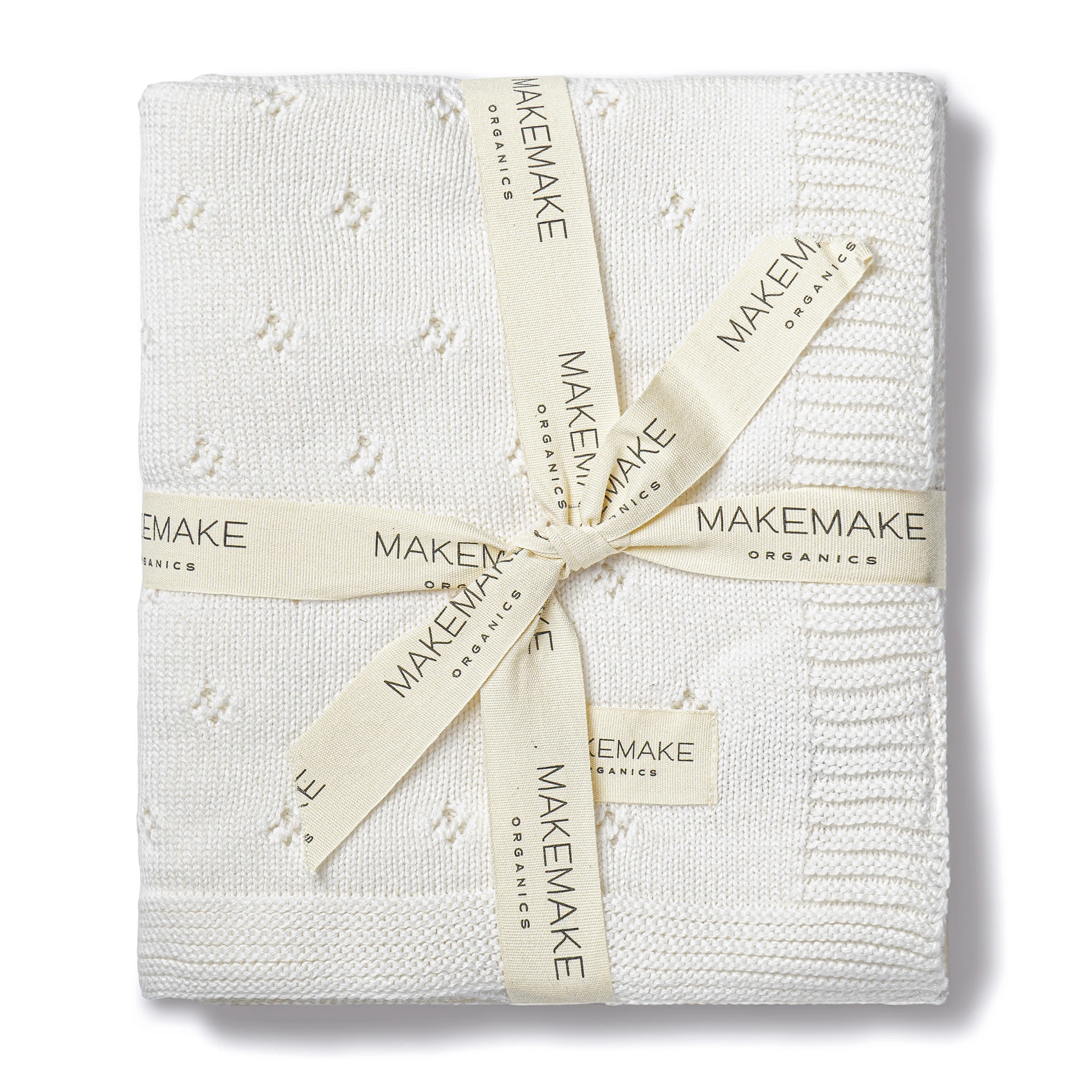 Organic Cotton Pointelle Baby Knit Blanket - Ivory - Image 5