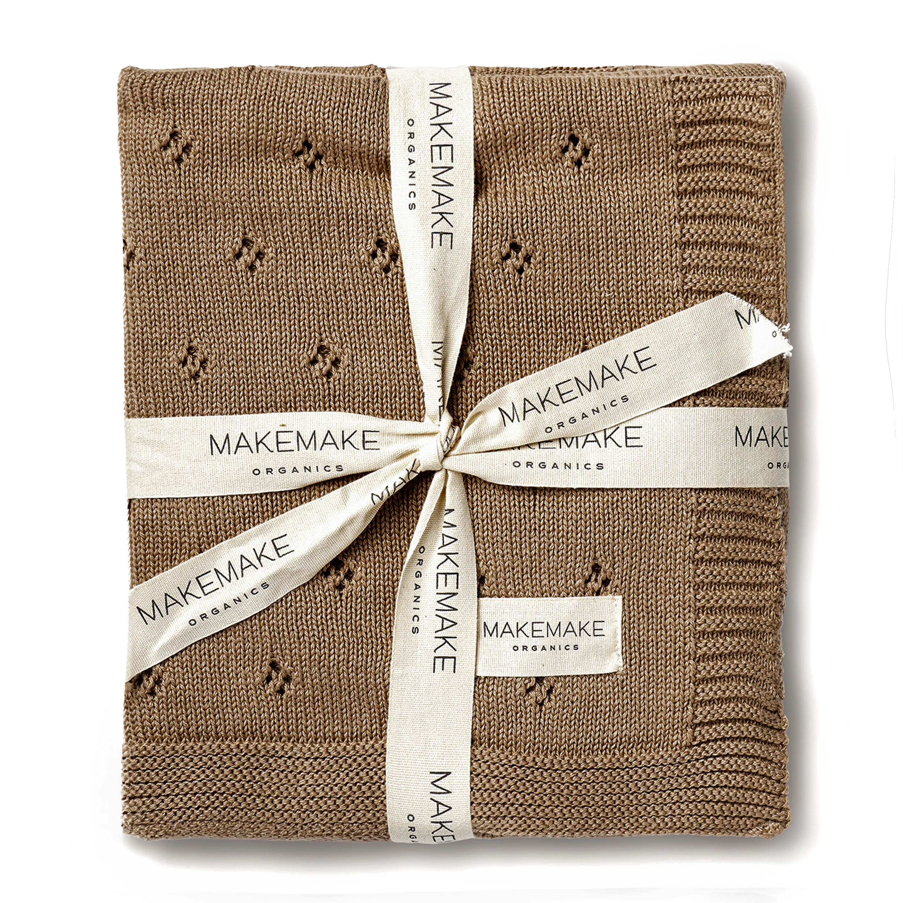 Organic Cotton Pointelle Baby Knit Blanket - Brown - Image 3