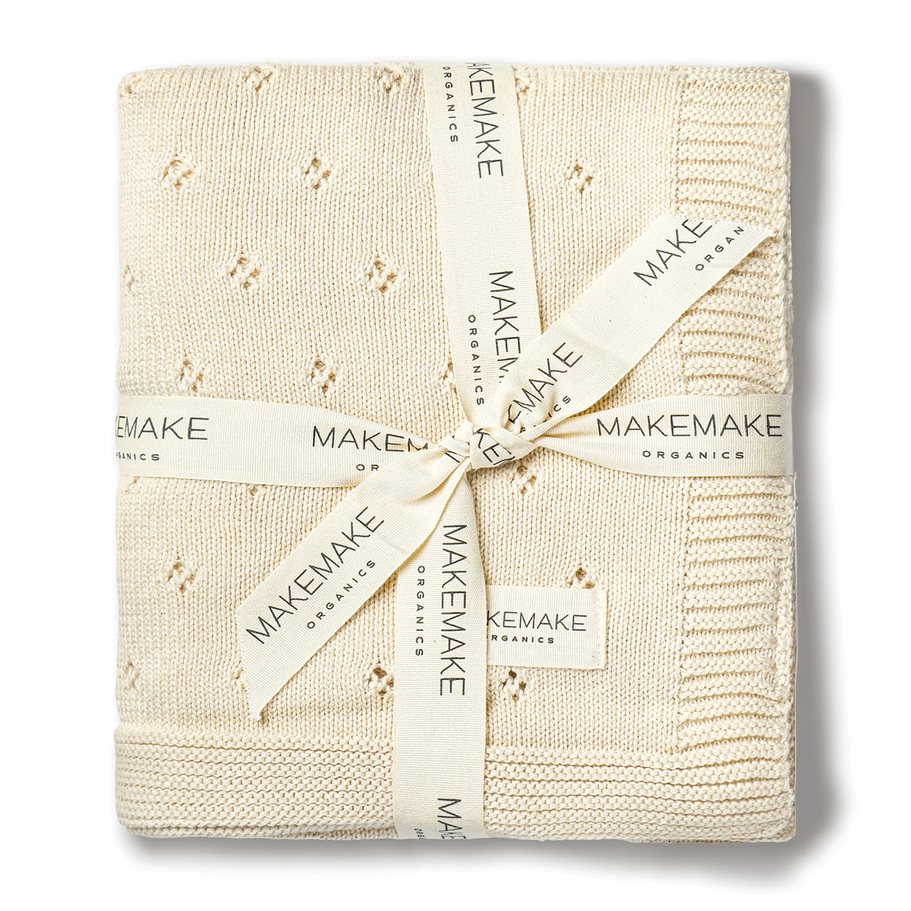 Organic Baby Blanket Knit Pointelle - Vanilla - Image 4