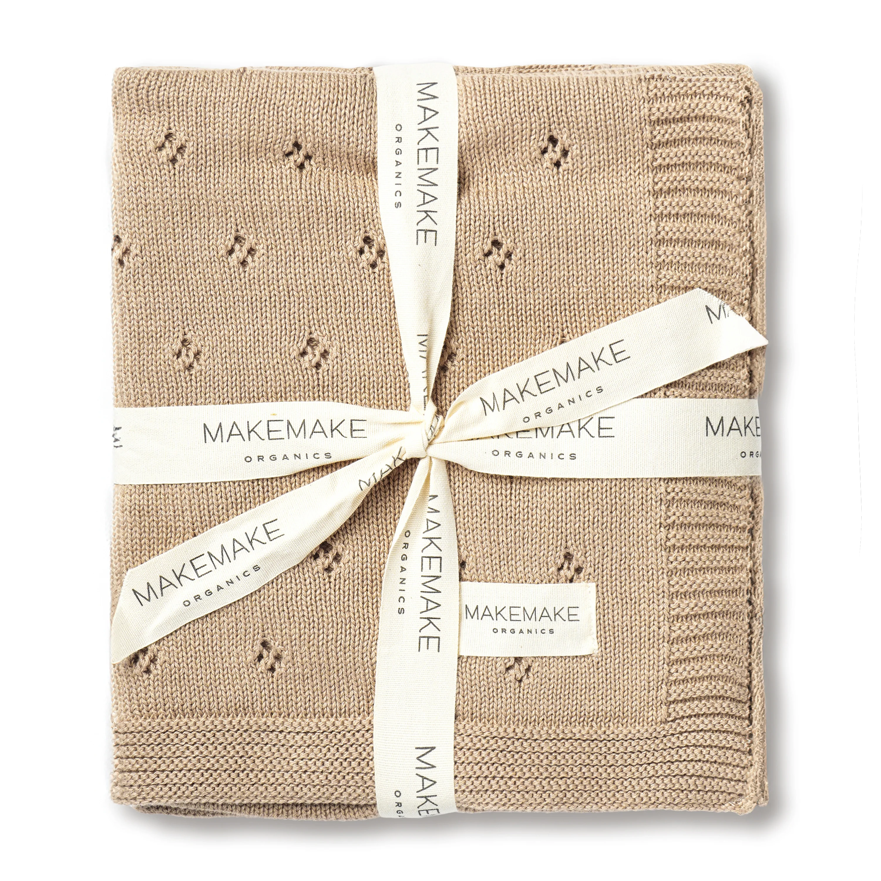 Organic Cotton Pointelle Baby Knit Blanket - Sand - Image 3