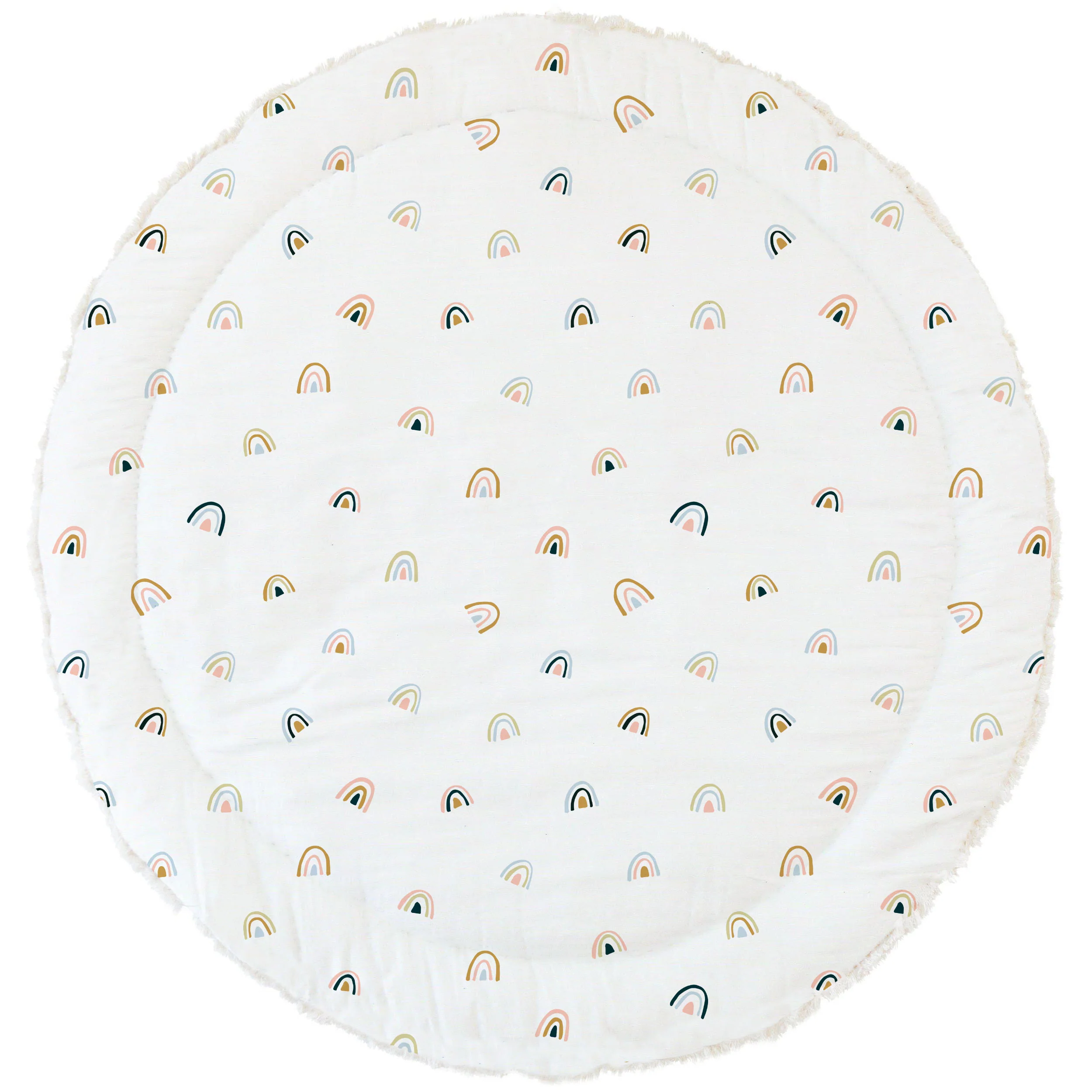 Organic Cotton Quilted Play Mat- Rainbow