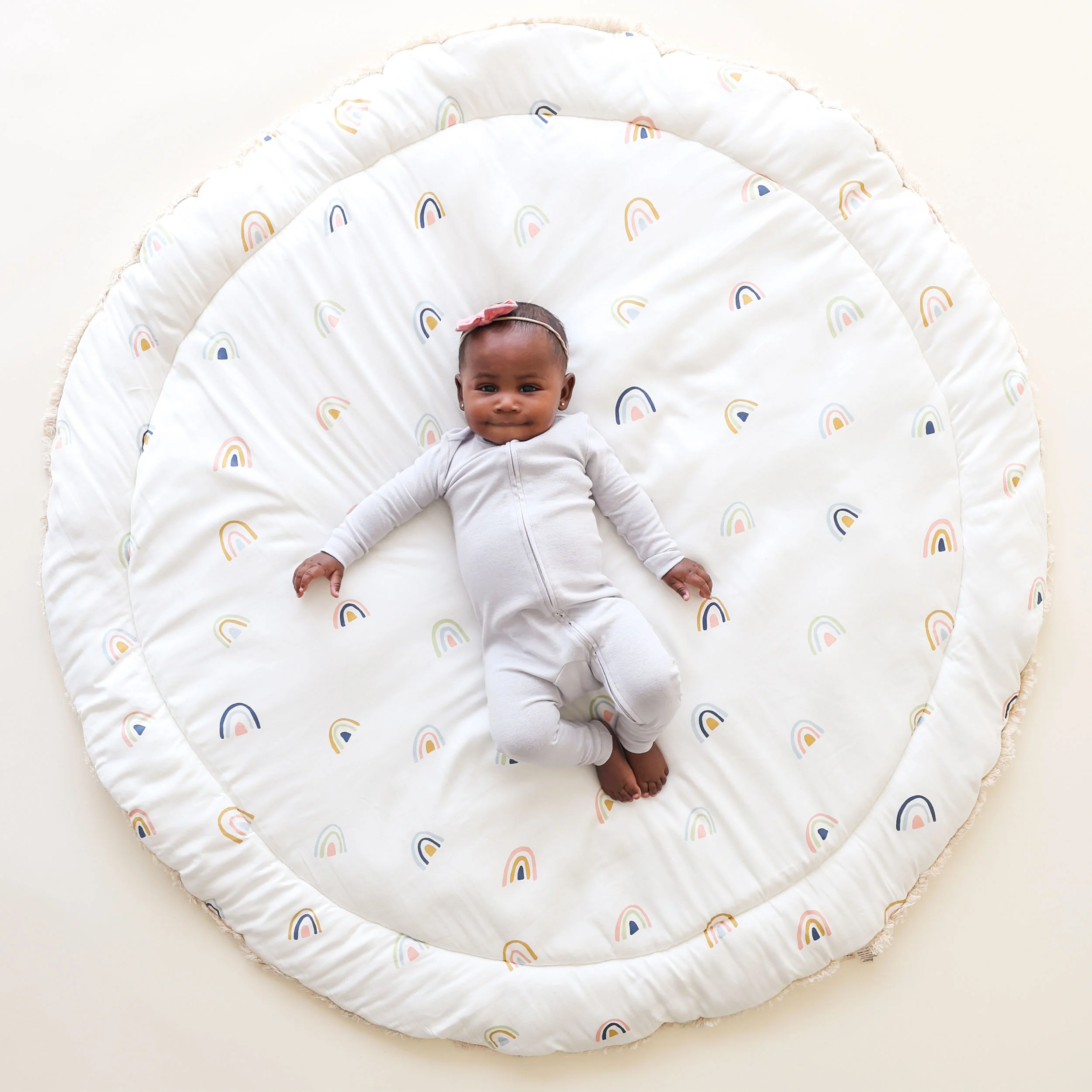Organic Cotton Quilted Play Mat- Rainbow - Image 3