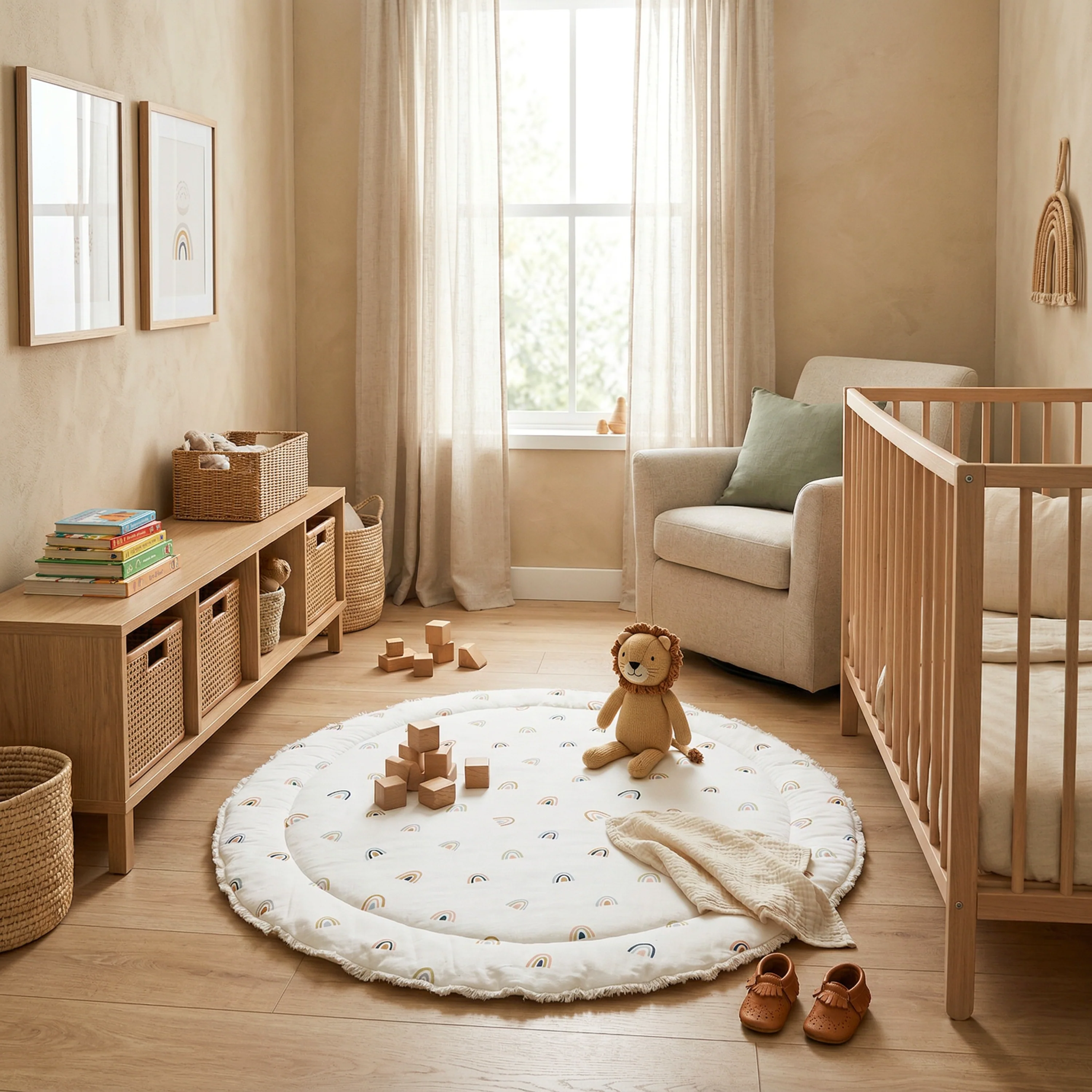 Organic Cotton Quilted Play Mat- Rainbow - Image 4