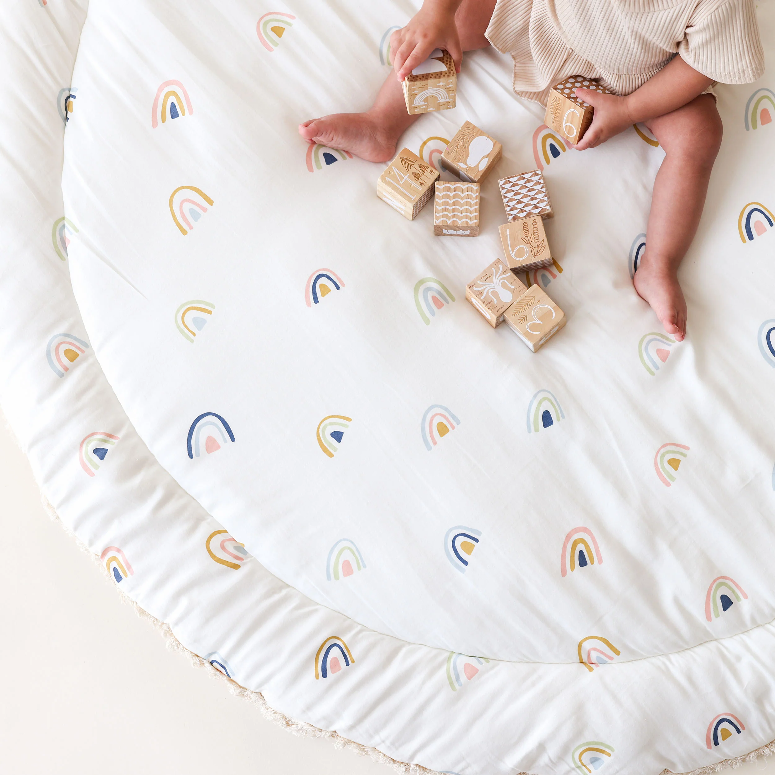 Organic Cotton Quilted Play Mat- Rainbow - Image 6