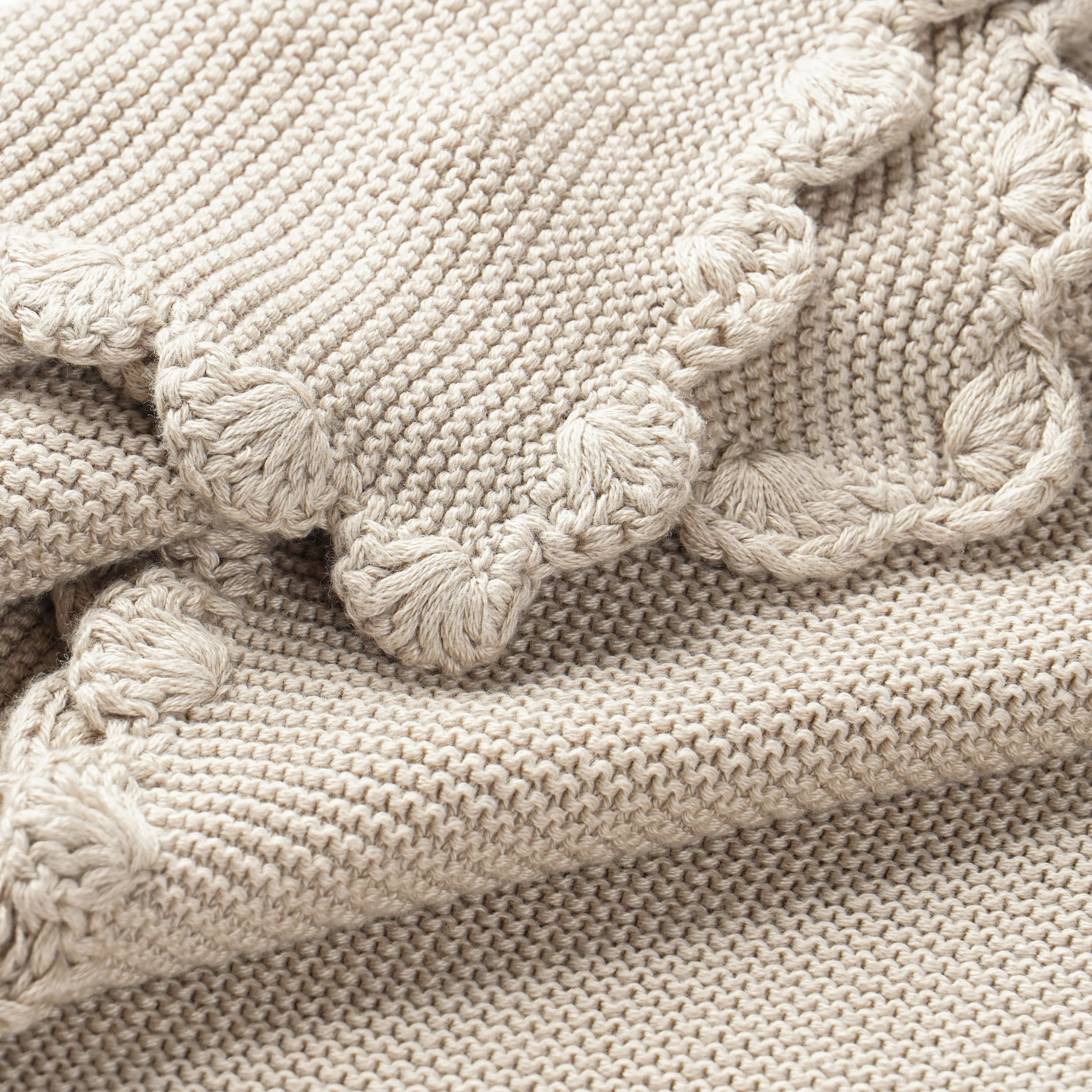 Organic Cotton Scalloped Baby Blanket - Beige - Image 4