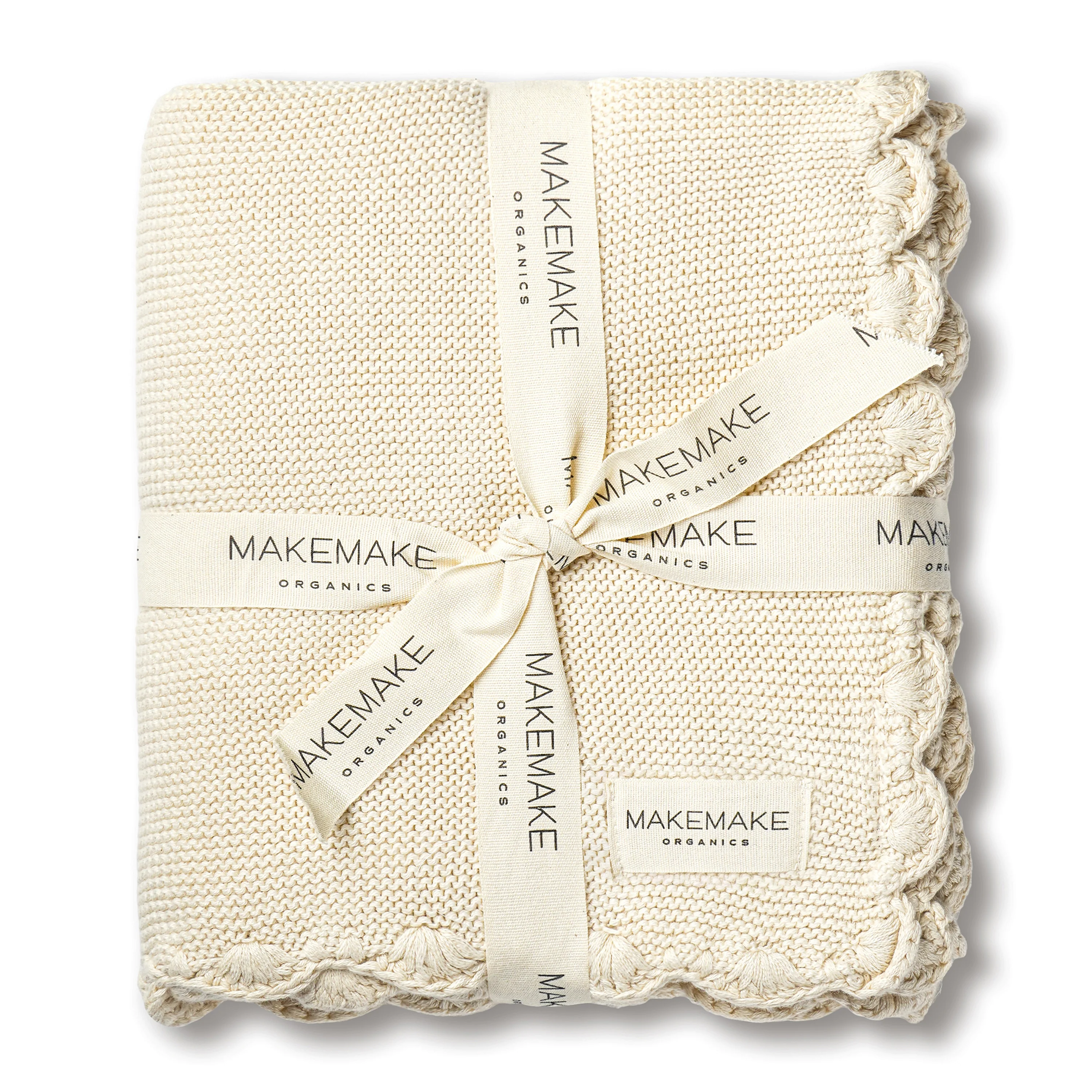 Organic Cotton Scalloped Baby Blanket - Vanilla - Image 4