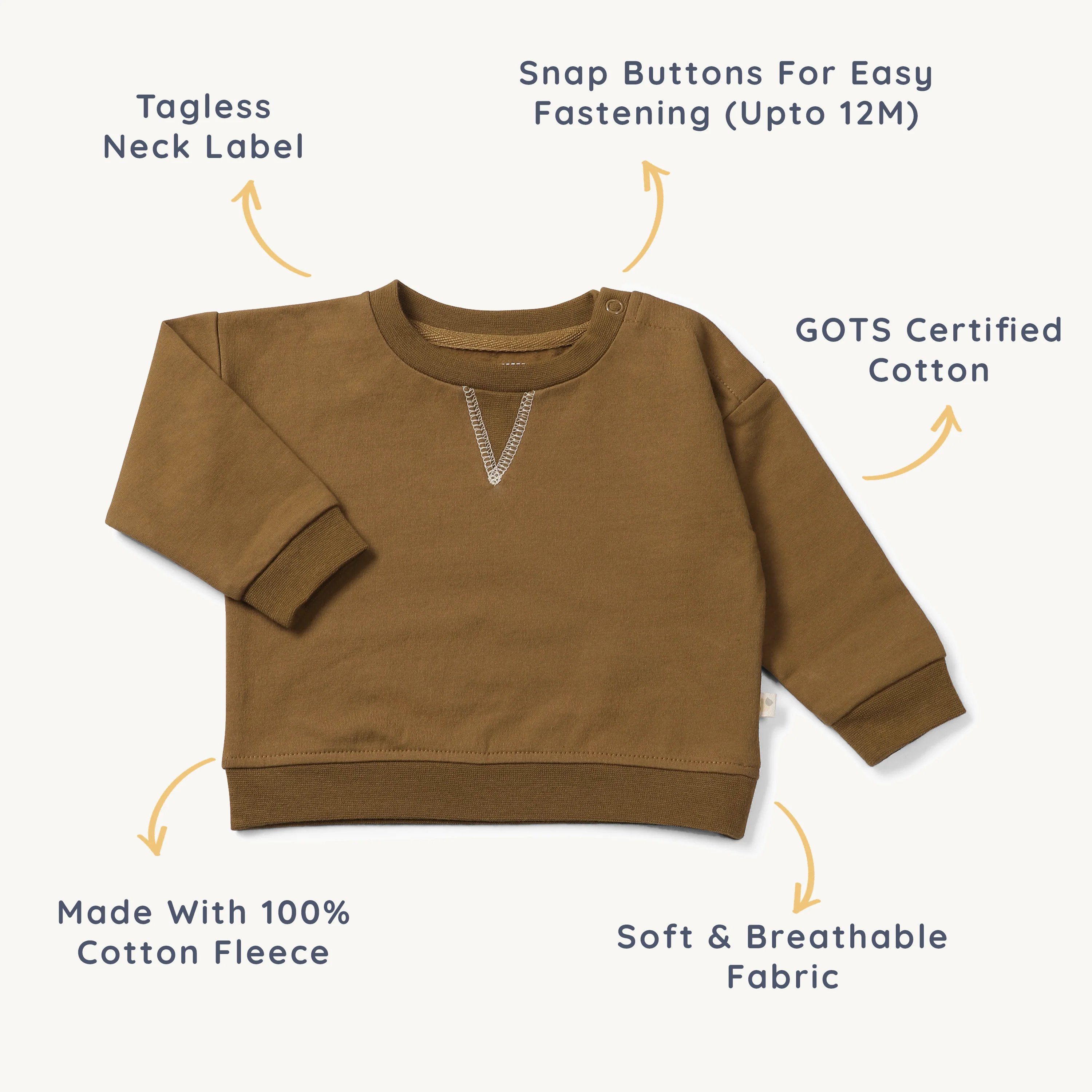 Organic Kids Sweatshirt - Walnut Solid - Image 5